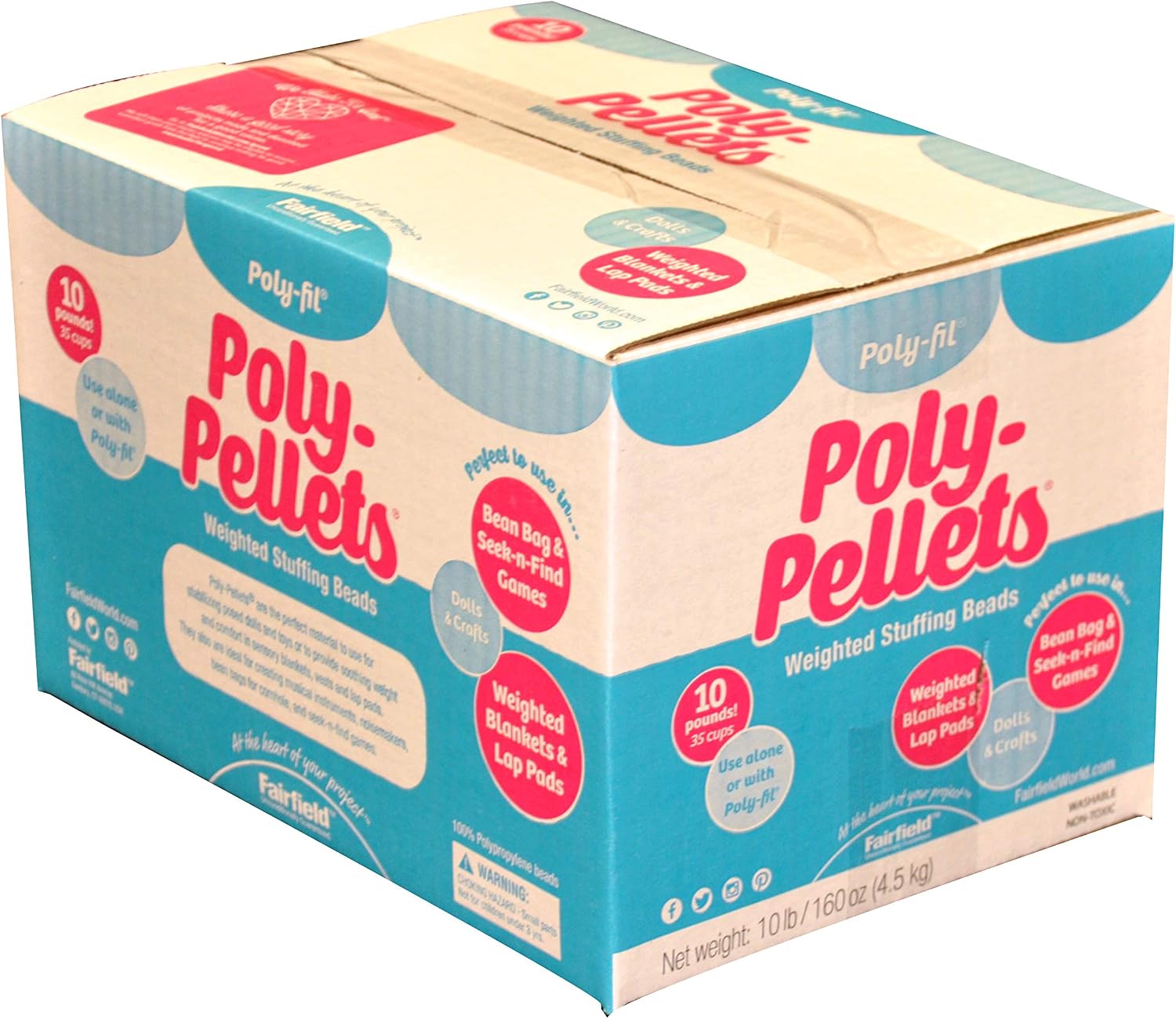 Fairfield Poly-Fil Poly-Pellets, Premium Polyester Weighted Stuffing Beads, Stuffing for Stuffed Animals, Toys, Bean Bags, Weighted Blankets, and More