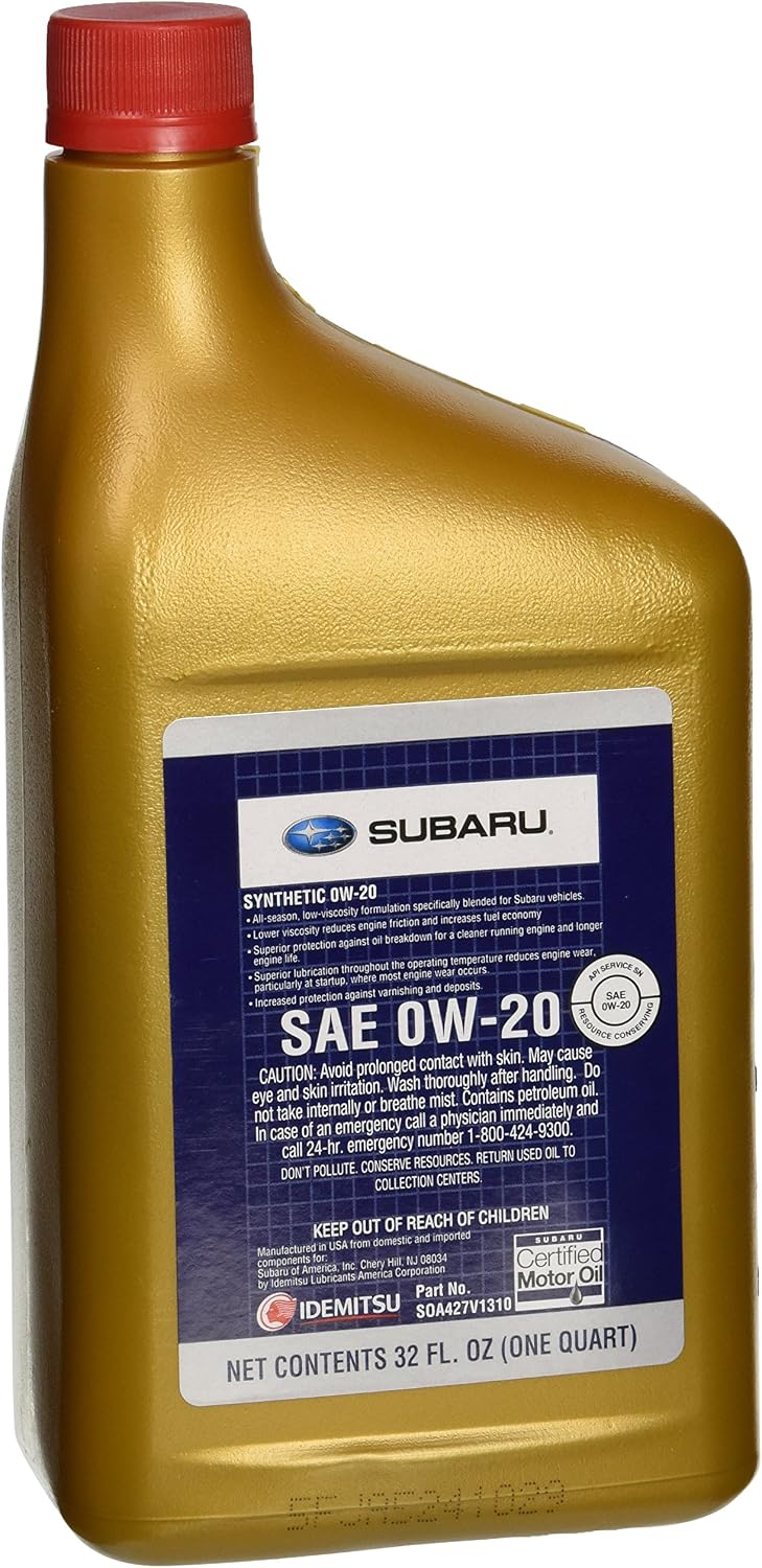 Genuine Subaru SOA427V1310 Oil - 0W20 Synthetic, 1 Quart Bottle, 1 Pack