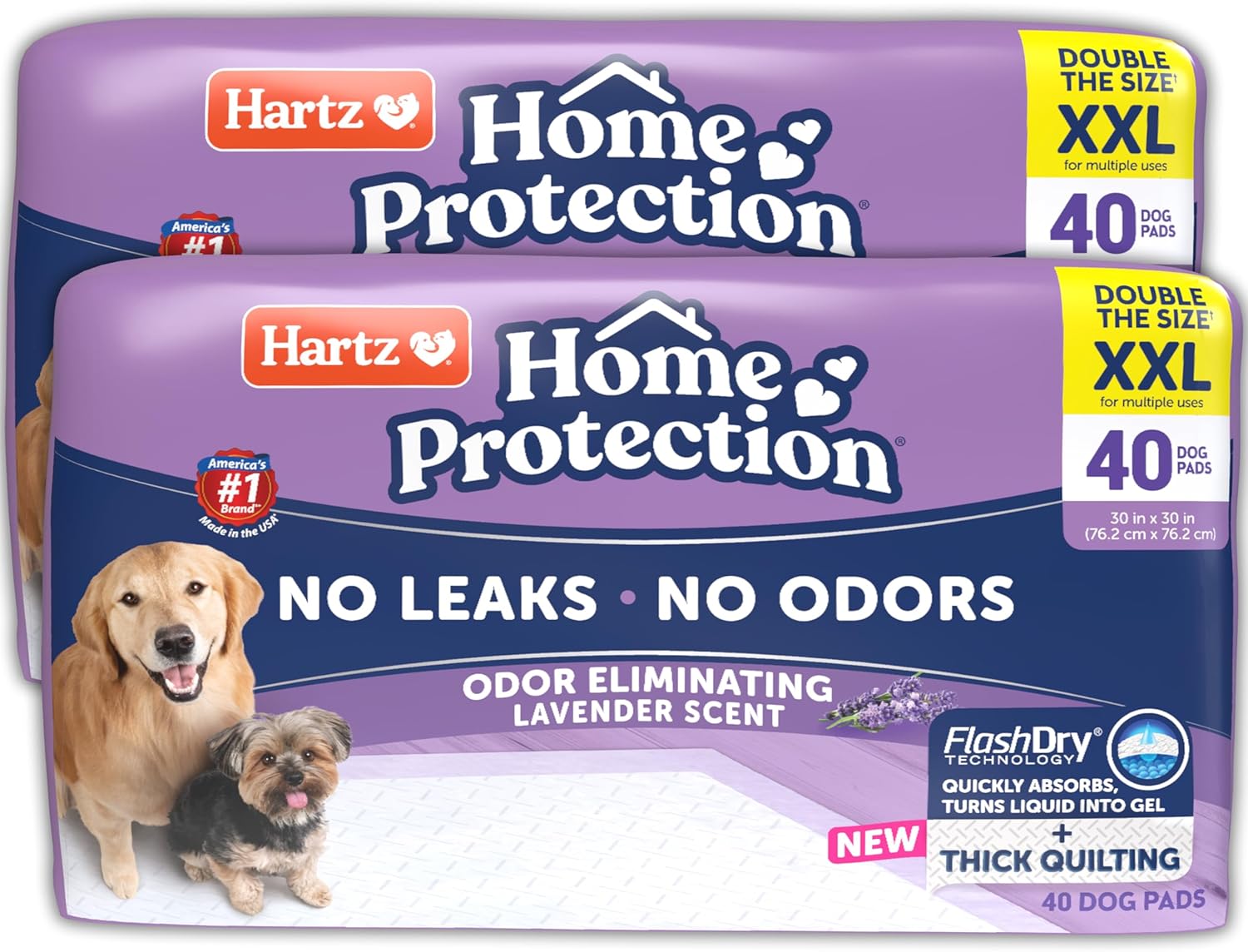 Hartz Home Protection Super Absorbent Odor Eliminating Lavender Scented No Leak Dog Pads, XXL 20 count