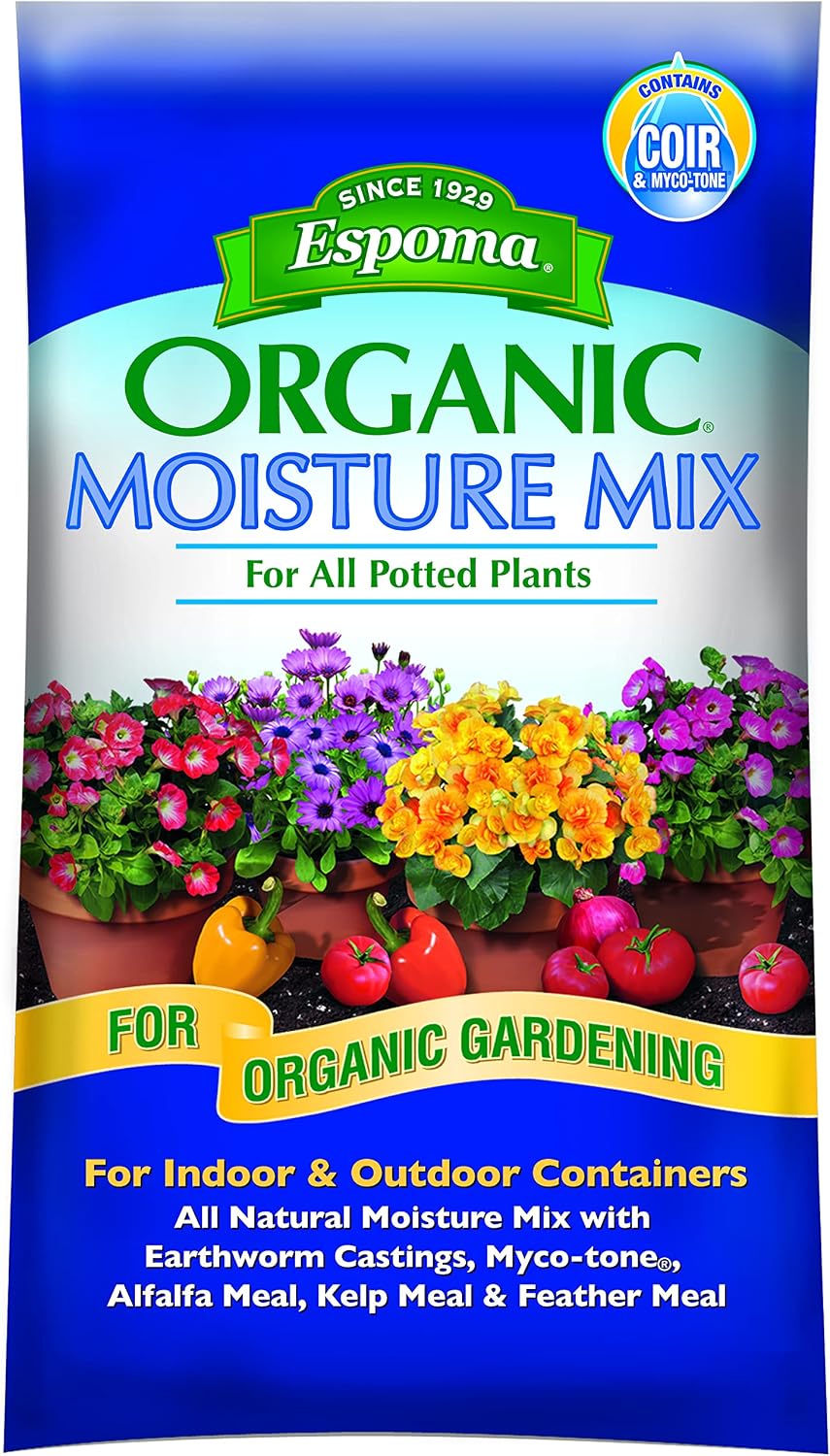 Espoma Organic Moisture Mix Potting Soil - All Natural Potting Mix For All Indoor & Outdoor Containers For Organic Gardening