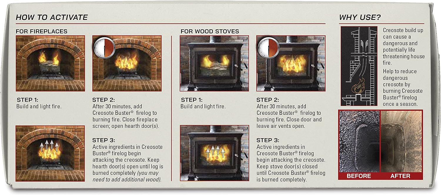 Pine Mountain Creosote Buster Firelog, 3.5 lb, Chimney & Fireplace Safety | Reduces dangerous creosote buildup; single-use safety firelog; compatible with all wood-burning fireplaces