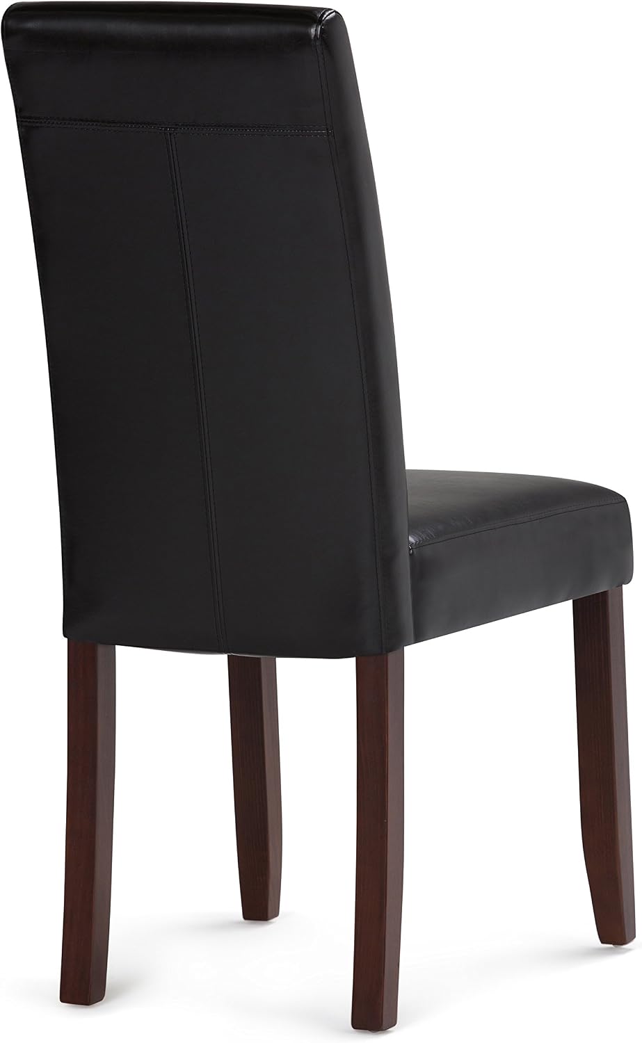 SIMPLIHOME Acadian Dining Chairs - Upholstered Solid Hardwood and Vegan Leather Parsons Chair Set in Midnight Black