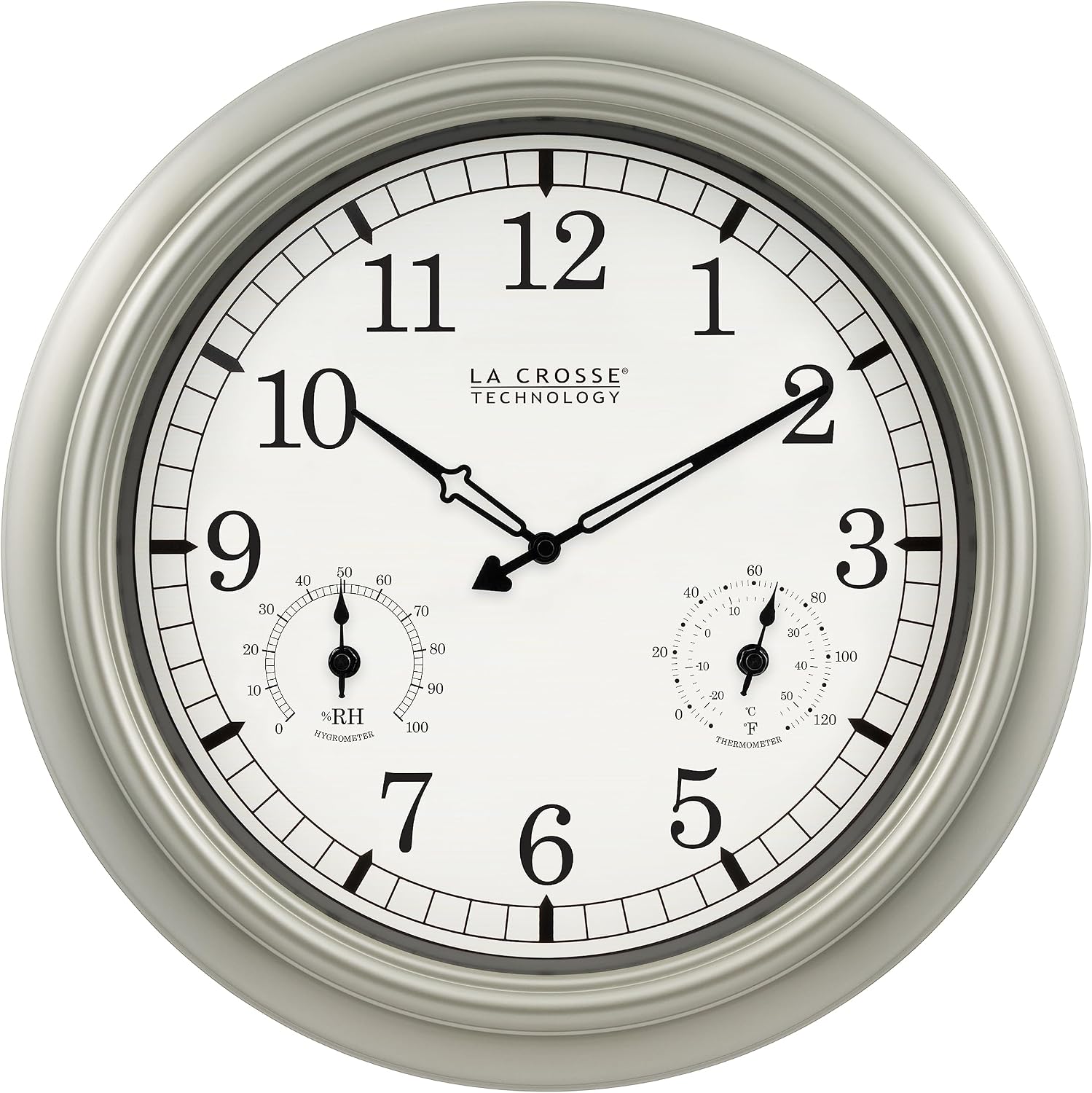 La Crosse Technology WT-3181PL-Q Quartz Time Analog Indoor/Outdoor Wall Clock, 18"