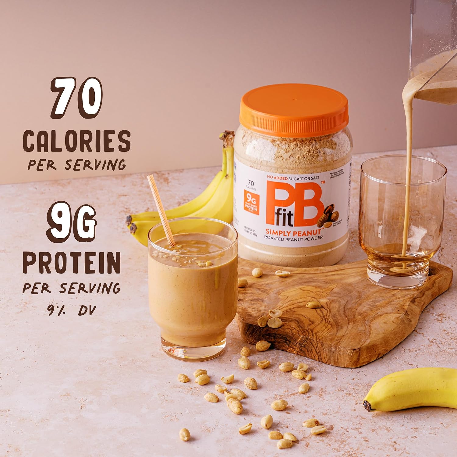 PBfit Simply Peanut Powder 24 Oz, 9g Protein, One Ingredient