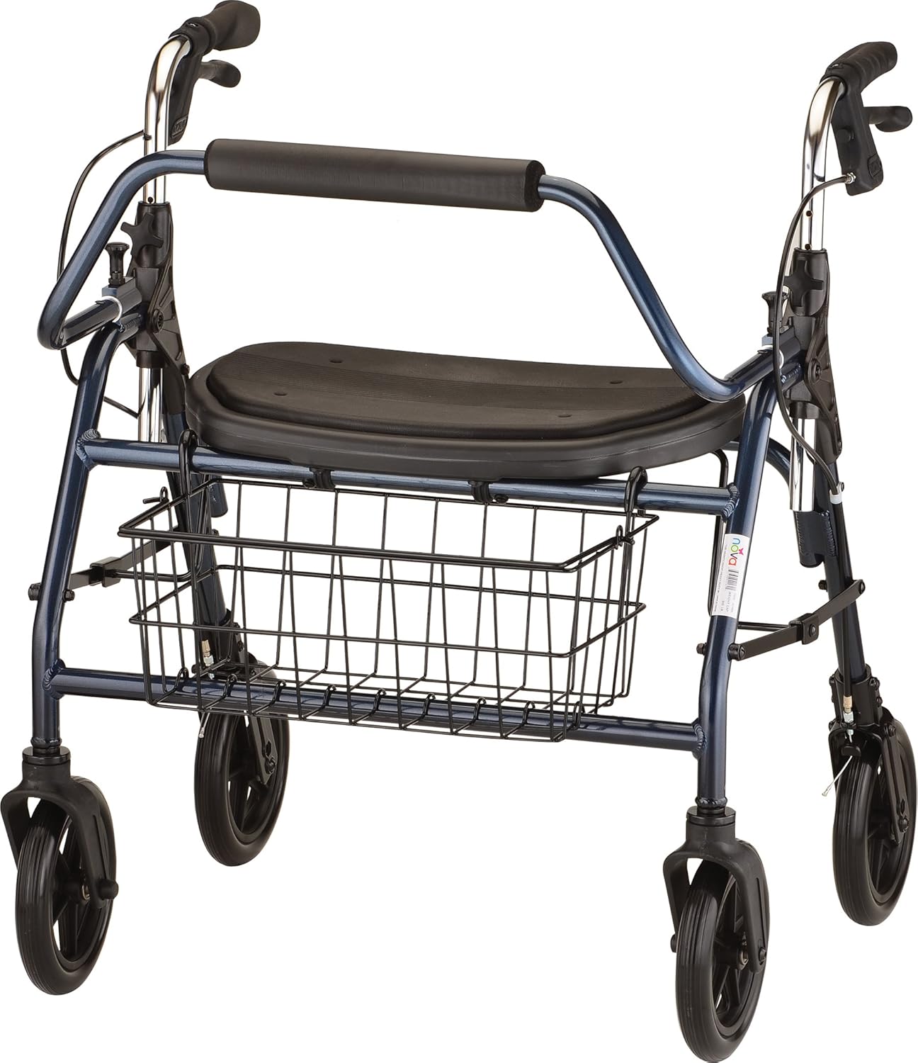 NOVA Mighty Mack Heavy Duty Bariatric Rollator Walker, Rolling Walker with 500 lb. Capacity, Locking Hand Brakes, Padded Seat & Front Basket