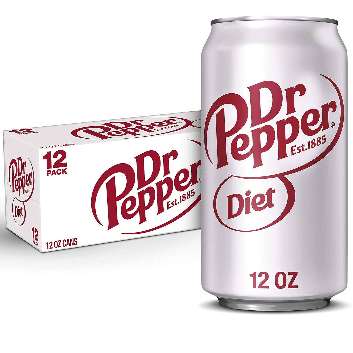 Diet Dr Pepper Soda, 12 fl oz cans, pack of 12