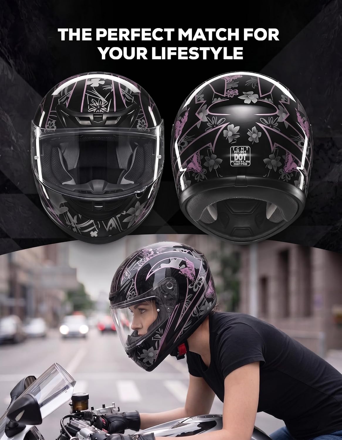 Full Face Motorcycle Helmet Adult ATV Helmet DOT Approved | Ultra-Lightweight, with Anti-Fog Visor, Breathable Liner, For Street Bike