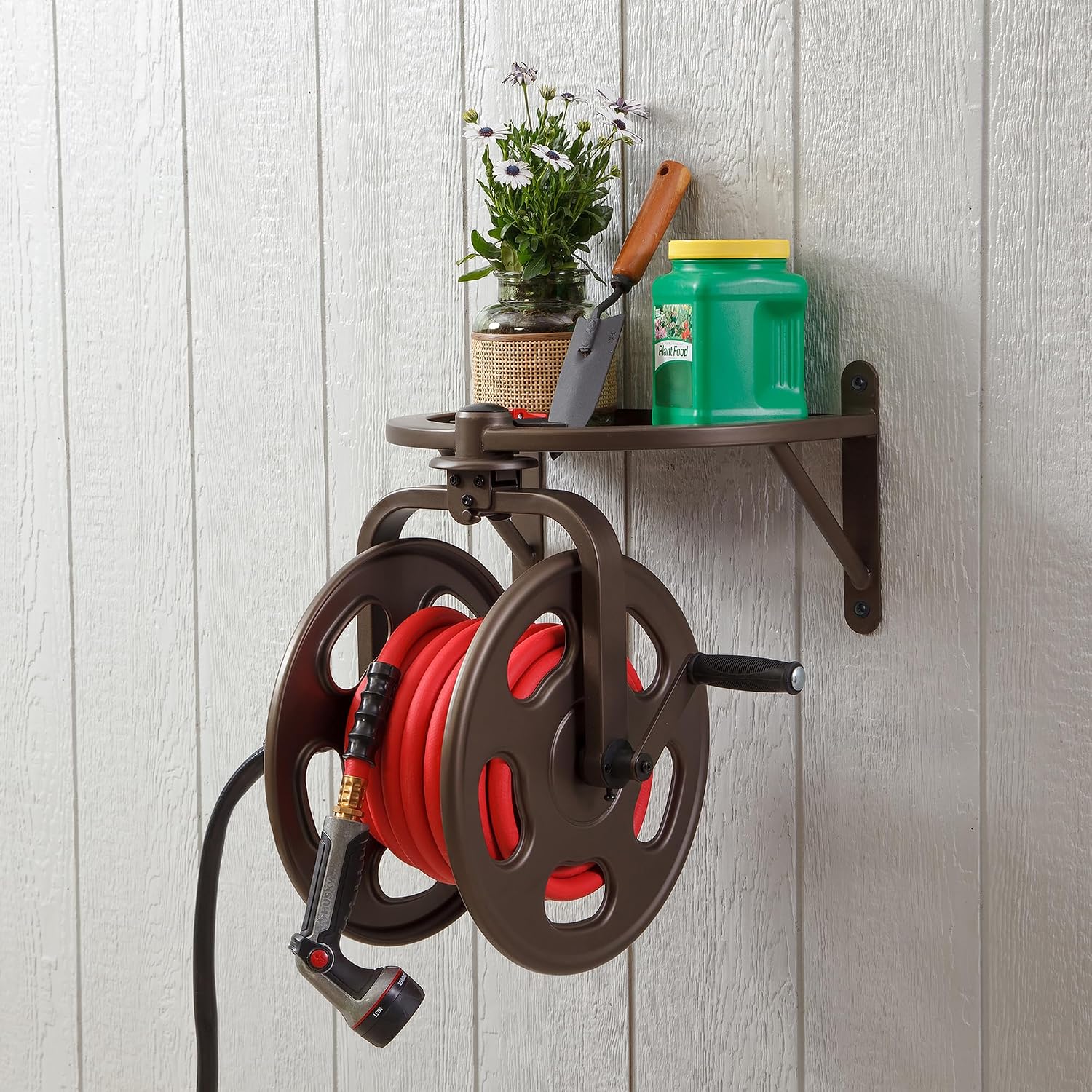 Liberty Garden 710 Navigator Rotating Garden Hose Reel, Holds 125-Feet of 5/8-Inch Hose - Bronze