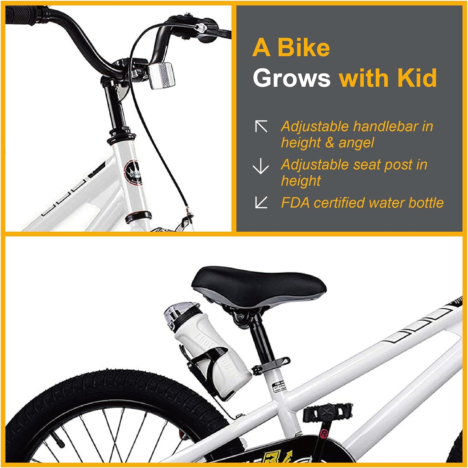 RoyalBaby Freestyle Kids Bike 12 14 16 Inch with Training Wheels, 18 Inch with Kickstand, Bicycle for Ages 3-10 Years Boys Girls