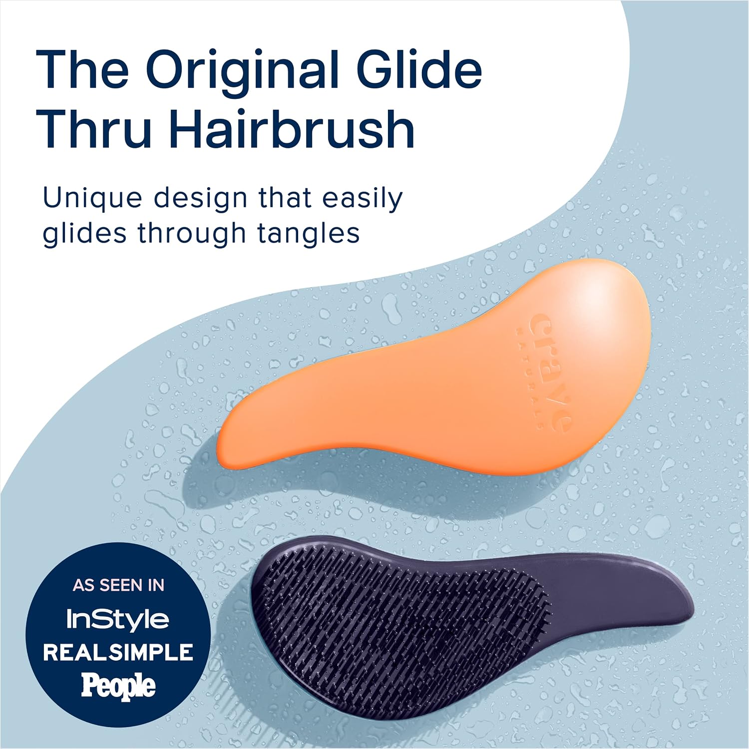 Crave Naturals Glide Thru Hair Brush - Detangler Brush for Curly, Straight, Wet or Dry Hair - Gentle Detangling Brushes for Adults, Kids, Toddlers - Hair Accessories for Women, 7.5x3" - Pink