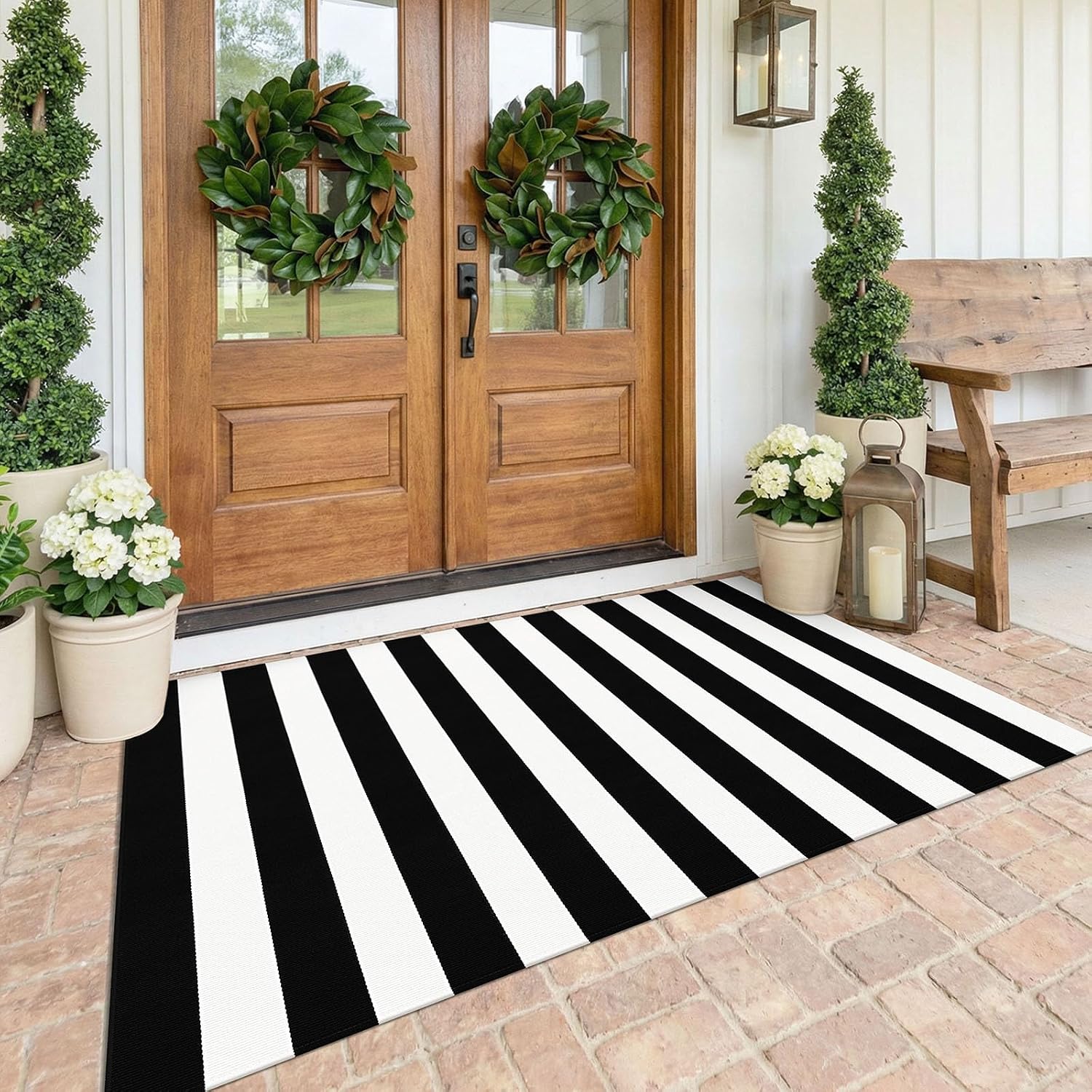 KOZYFLY Black and White Area Rug 3x5 Ft Washable