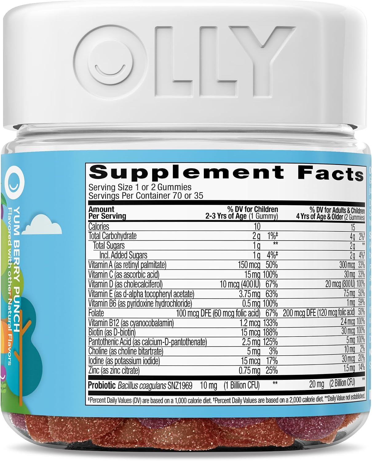 OLLY Kids Multivitamin & Probiotic Gummy, Digestive Support - 70 Count