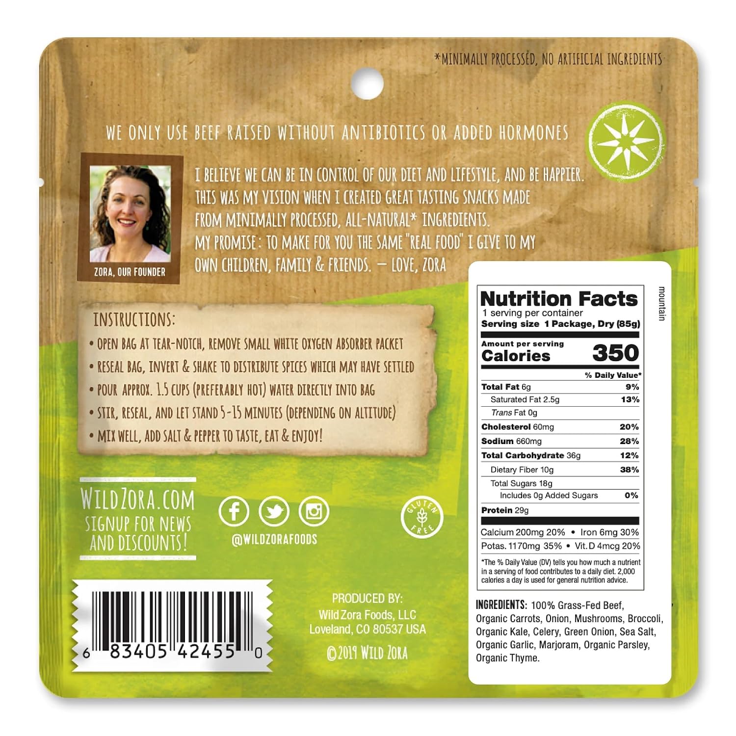 Wild Zora Paleo Freeze Dried Meals for Backpacking & Camping - Healthy Gluten Free & Grain Free Camping Meals/Backpacking Food + No Added Sugar - Great for Travel (Cliffside Coconut Berry 2-Pack)