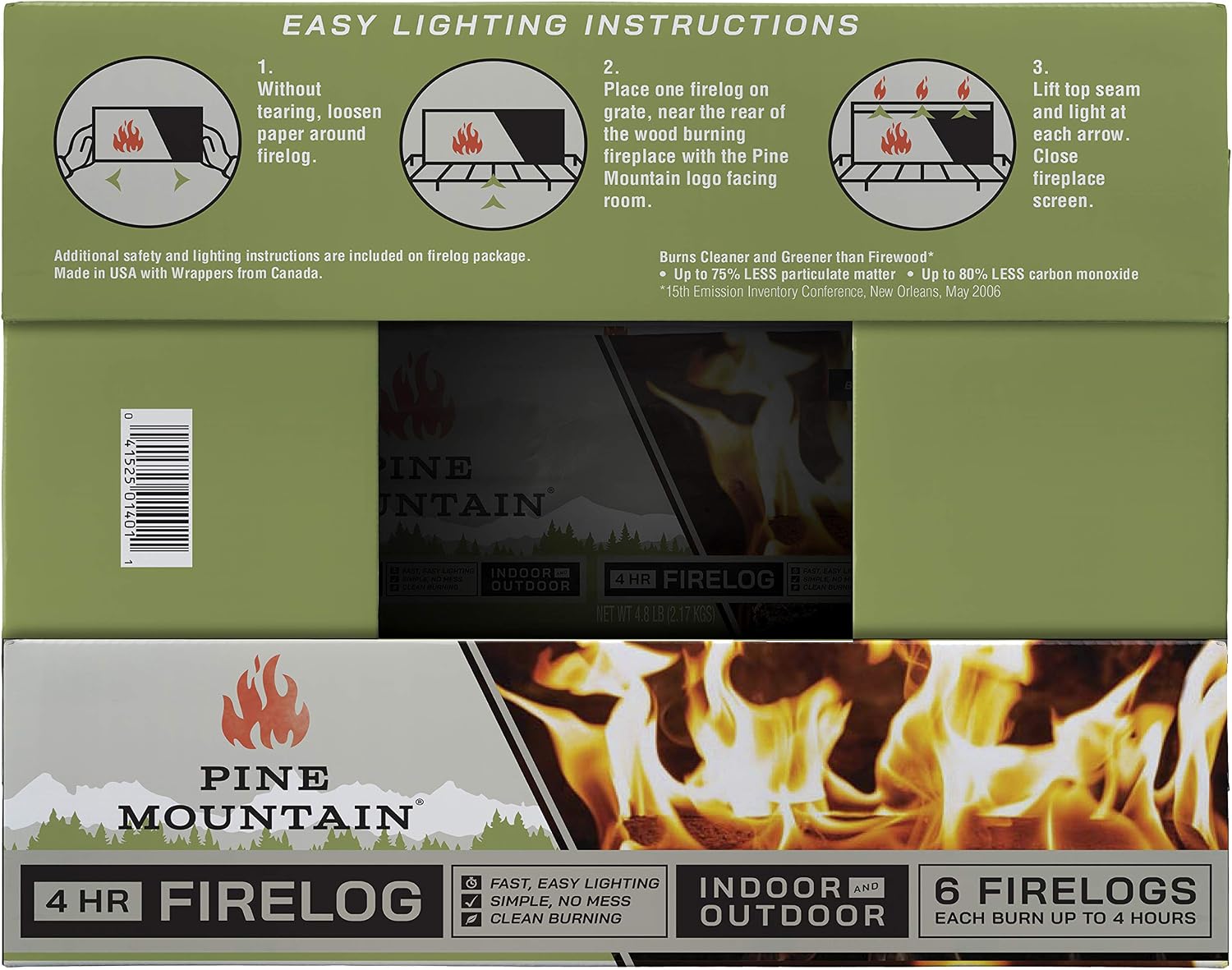 Pine Mountain Traditional 2-Hour Firelogs, Long Burning Fire Log 6 Pack