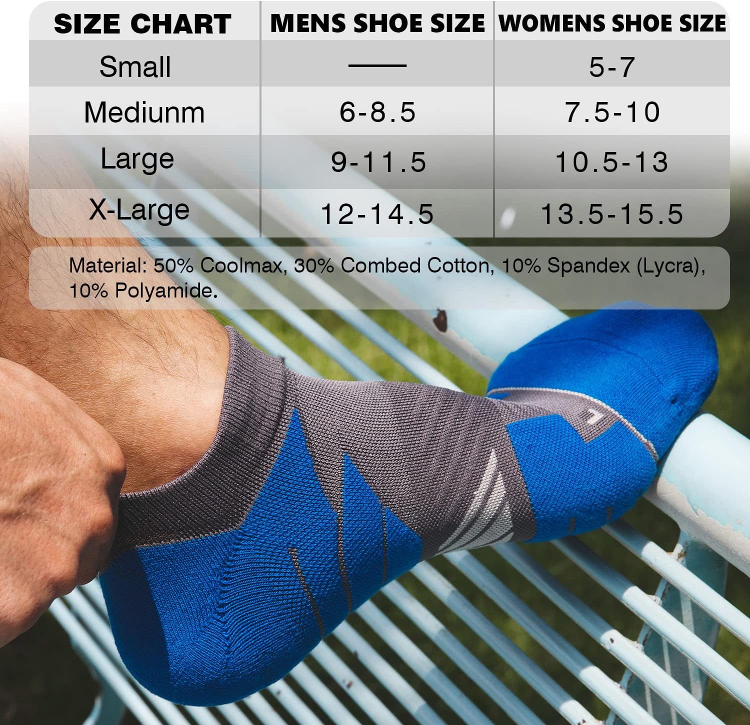 Hylaea Unisex Coolmax No Show Athletic Running Socks, Cushioned No Blisters