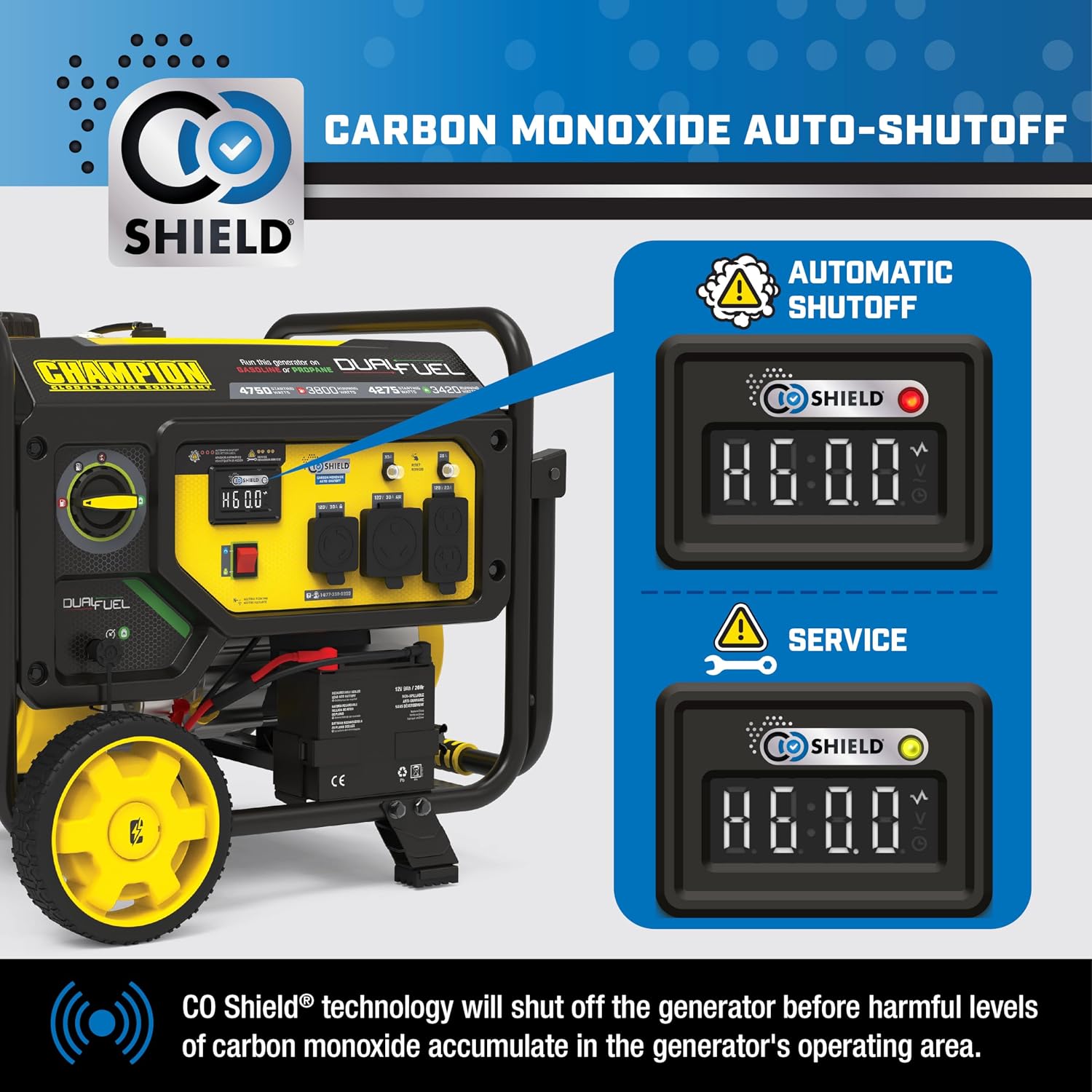 Champion Power Equipment 4750-Watt Electric Start Dual Fuel RV Ready Portable Generator with Free 3-Year Warranty, CARB Compliant