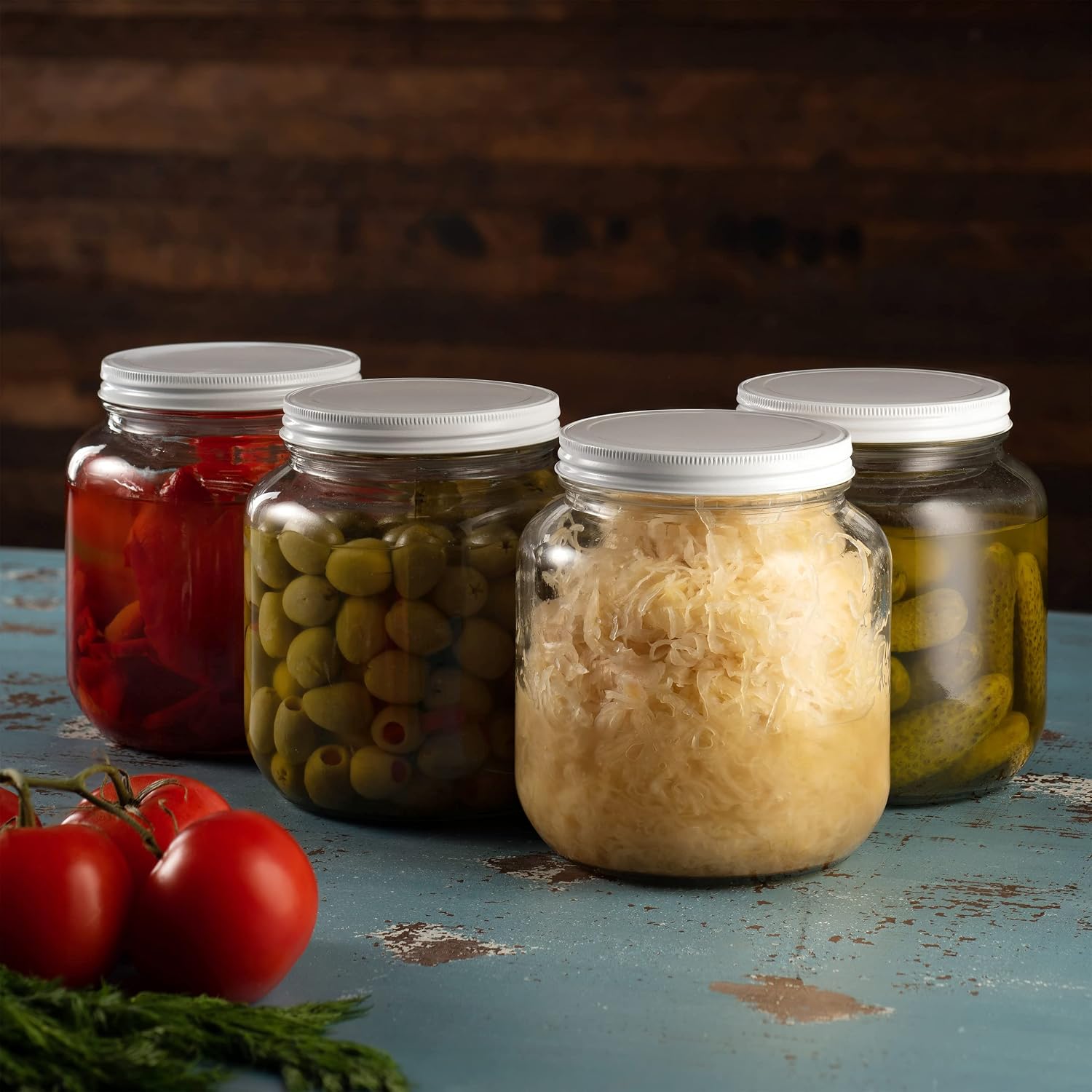 Paksh Novelty 64 oz Mason Jar, Half Gallon Jar, Wide Mouth, Clear, 4 Pack