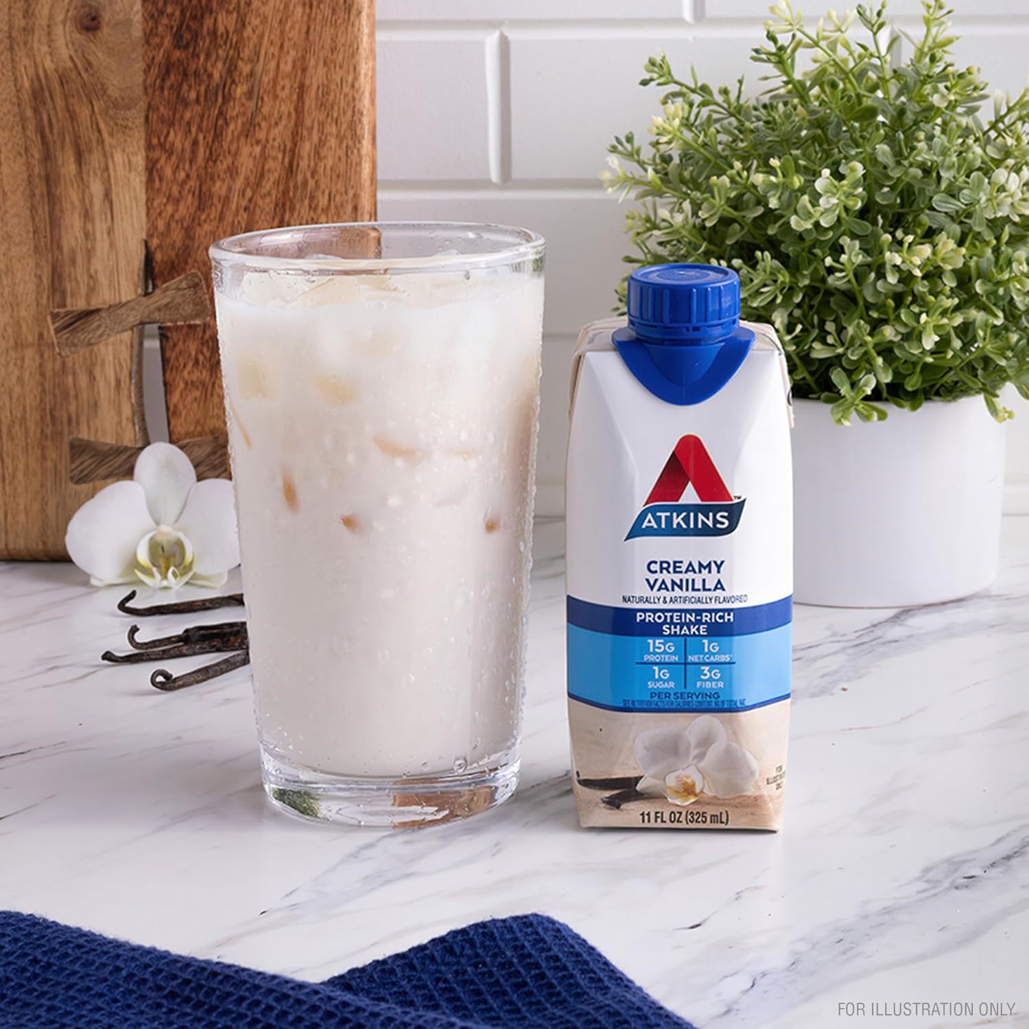 Atkins Milk Chocolate Delight High Protein Shake, 15g Protein, 12 Count | 15g Protein, 3g Fiber, 2g Net Carb, 1g Sugar, Chocolate Flavored, Keto Friendly, Ready to Drink, 12 Count