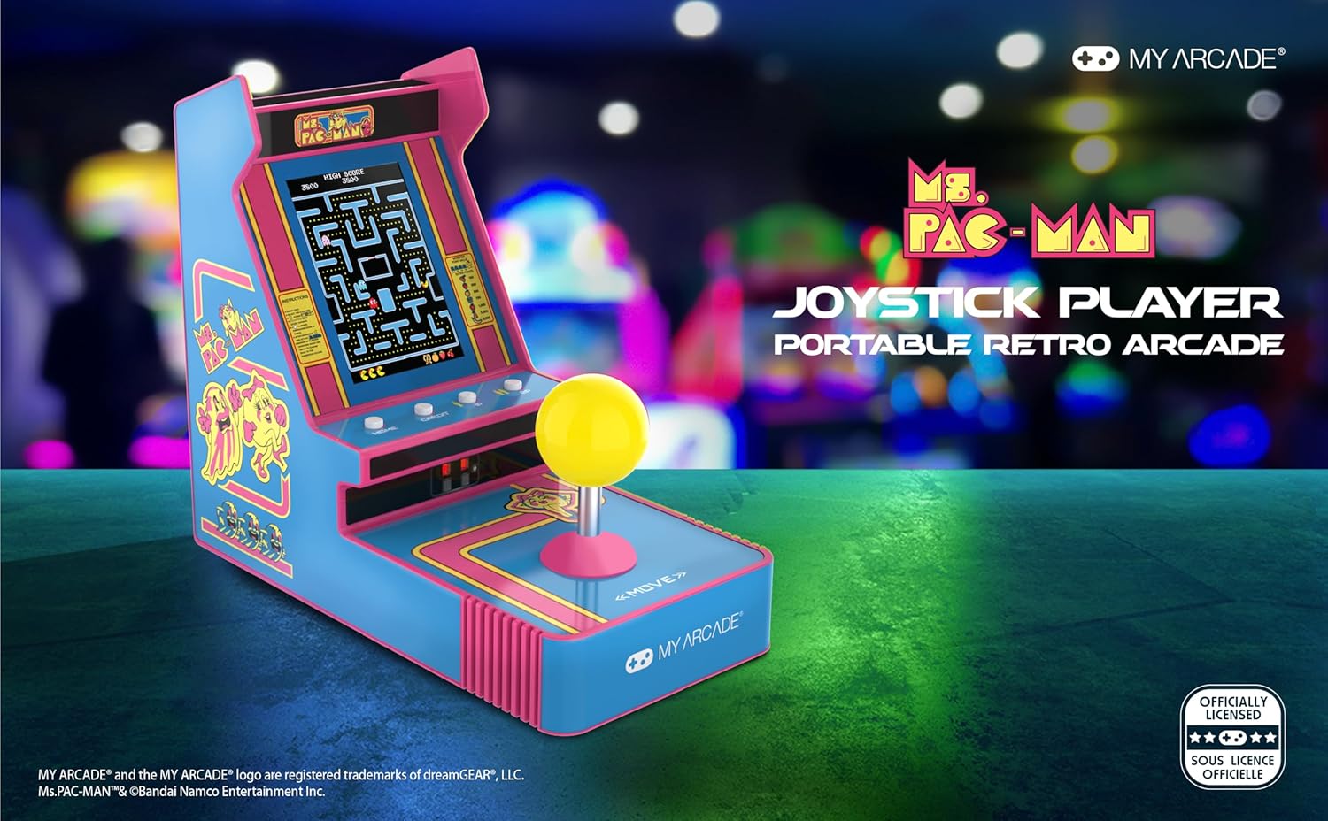 My Arcade Ms. Pac-Man Joystick Player: Retro Arcade Classics, 3.5" Screen | Handheld Games, Birthday Gifts for Kids and Adults, Collectibles