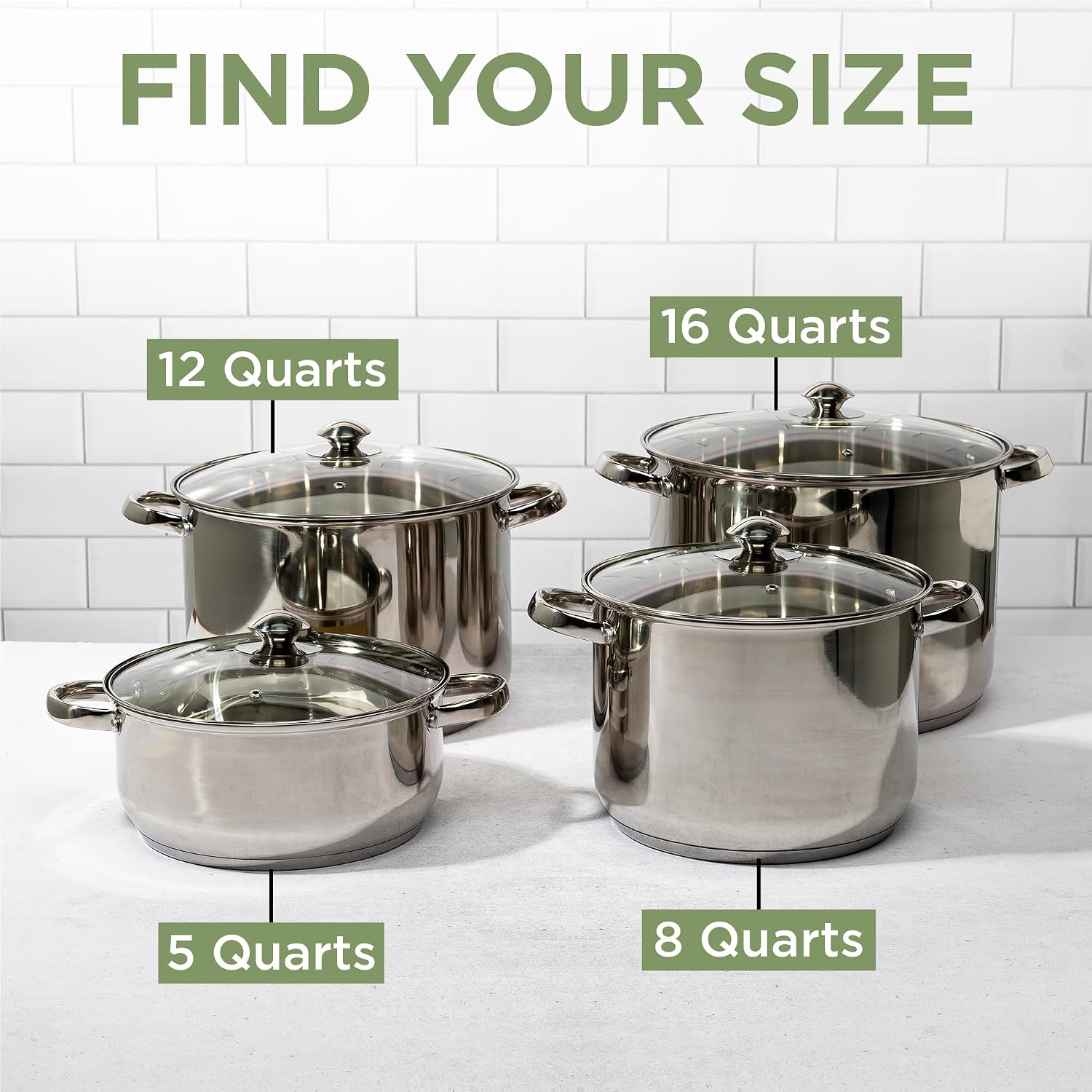 Ecolution Stainless Steel Sauce Pan, Encapsulated Induction Ready Cooking Pot with Glass Lid, Oven Safe, Dishwasher Safe Soup Pot, 2-Quart