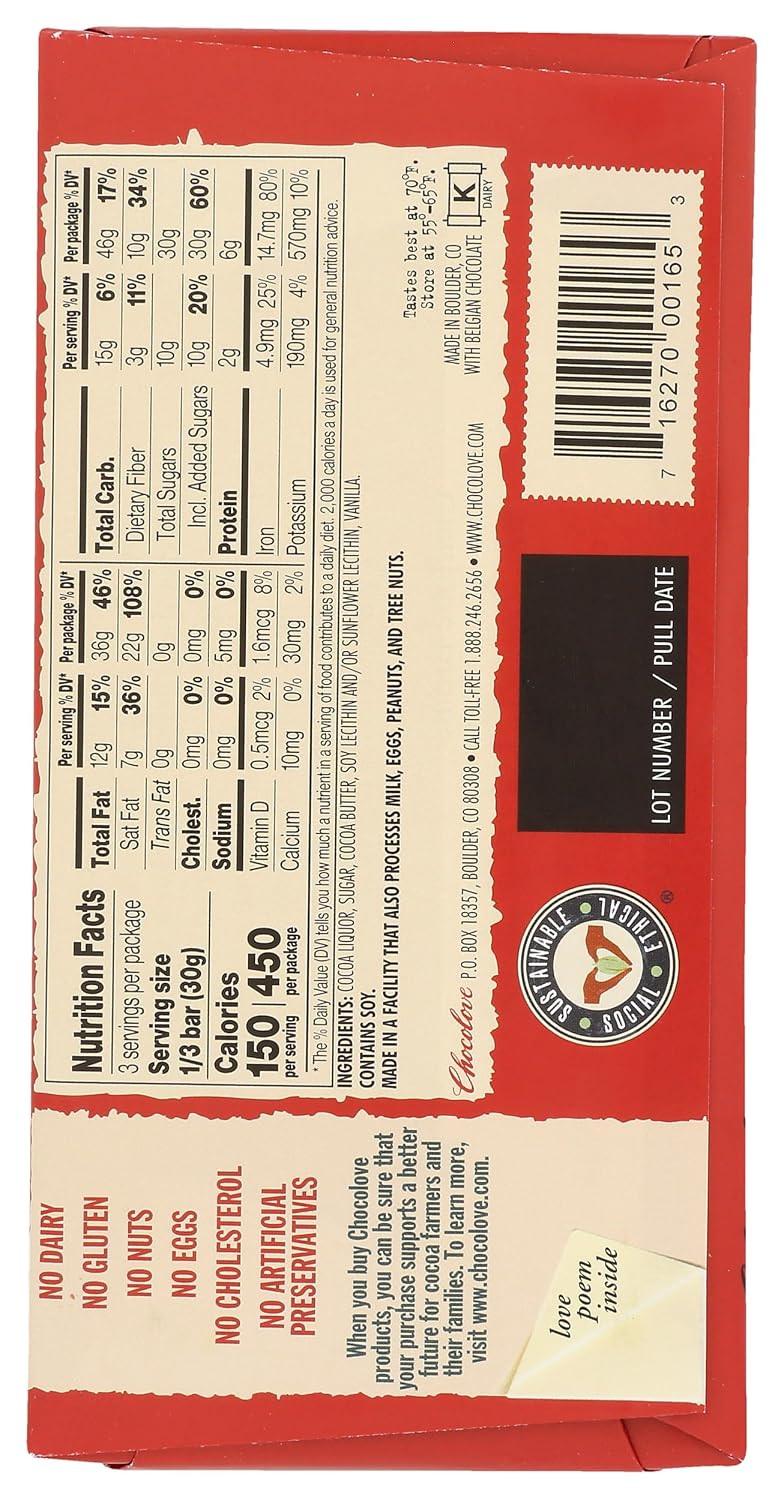 Chocolove, Bar Dark Chocolate Rich 65%, 3.2 Ounce