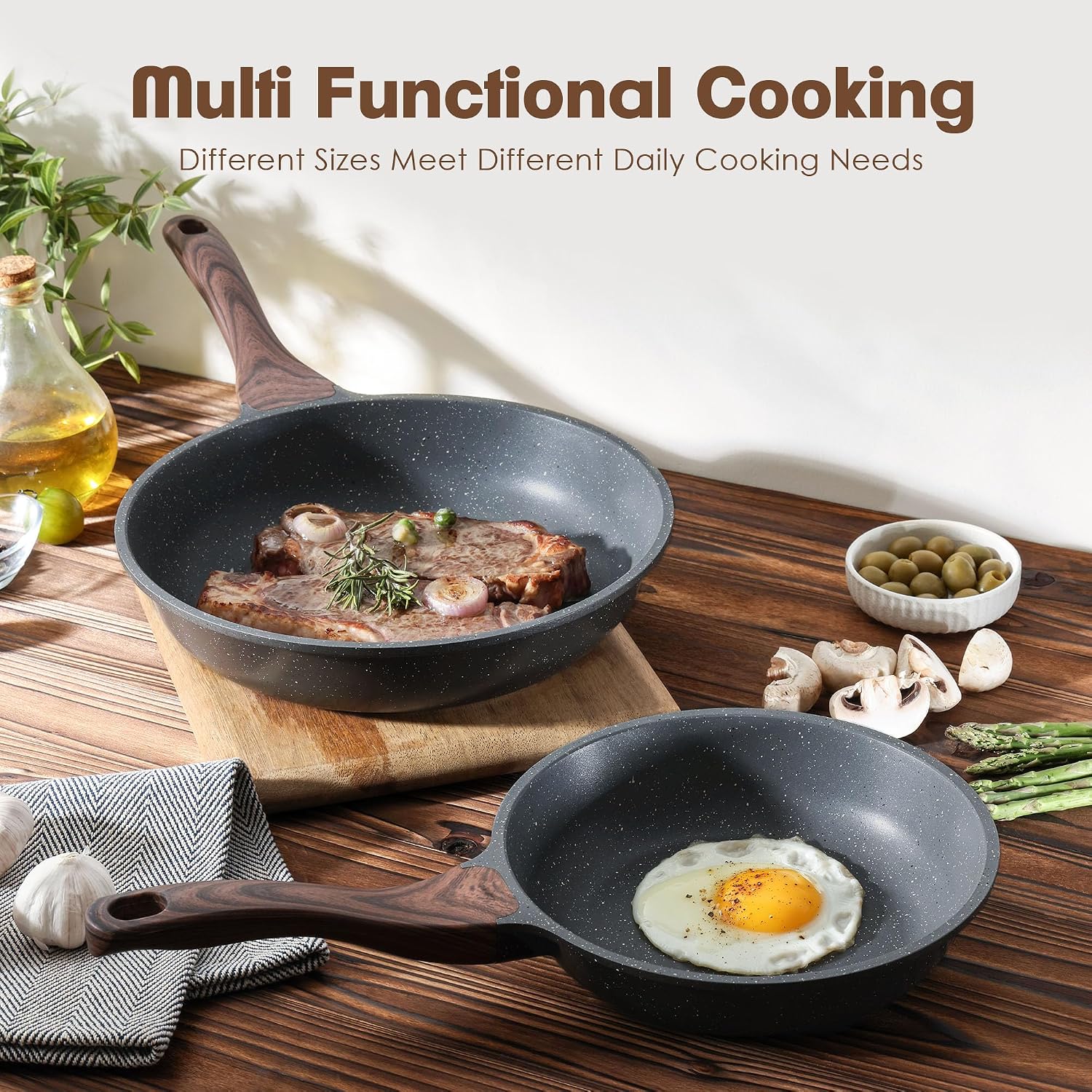 SENSARTE Nonstick Frying Pan Skillet, Swiss Granite Coating Omelette Pan, Healthy Stone Cookware Chef's Pan