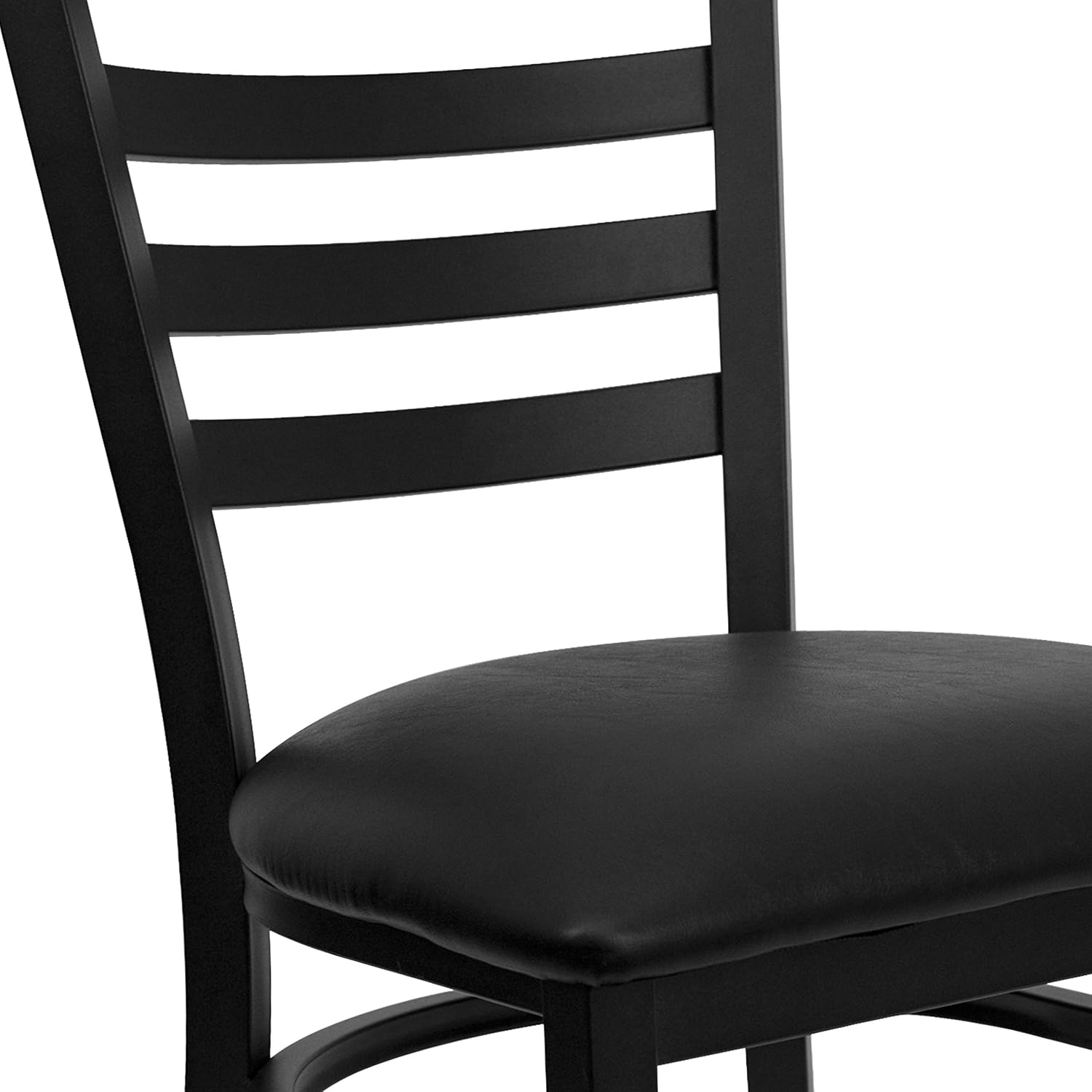 Flash Furniture Hercules Series Commercial Ladder Back Restaurant Chairs, Modern Lightweight Metal Dining Chairs with Padded Seats, Set of 2, Black