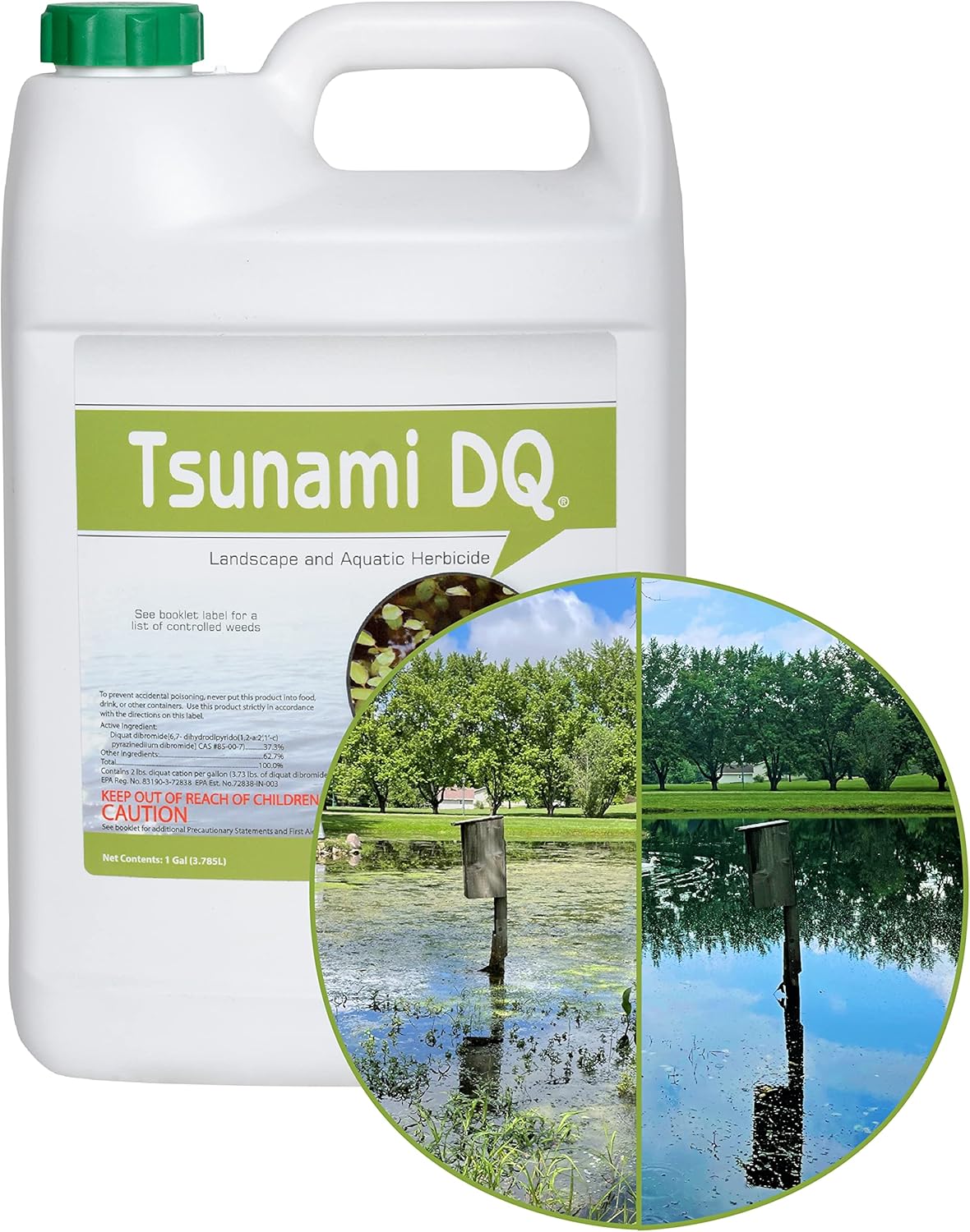 Tsunami DQ Aquatic Herbicide - Gallon - 37.3 Percent Diquat Dibromide - Concentrated Aquatic Weed Killer for Lakes and Ponds - Duckweed, Watermeal