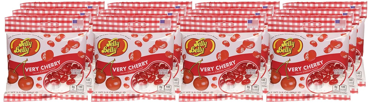 Jelly Belly Very Cherry Jelly Beans, 3.5 Ounce Grab and Go Bag - Kosher, Fat Free Candy with True-to-Life Cherry Flavor