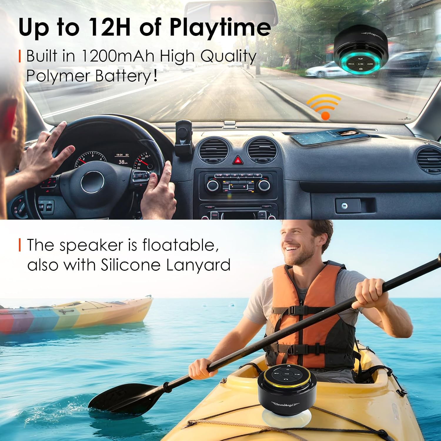 XLEADER, Upgraded, Pro Shower Speaker, Certified IPX7 Waterproof Bluetooth Speaker, with Suction Cup, Silicone Lanyard, 8W Crystal Sound&Rich Bass