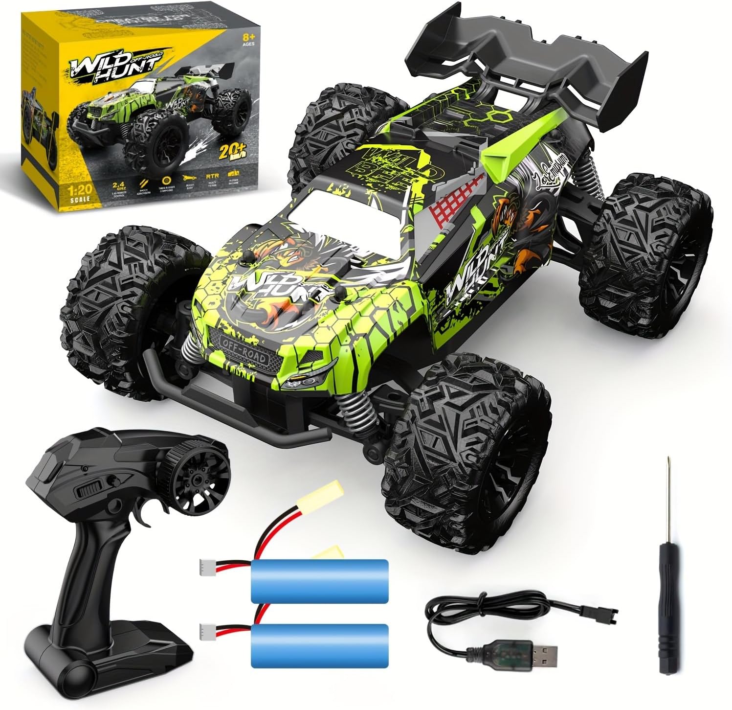 1/18 Scale High Speed RC Cars, 30KM/H 4WD Off-Road Remote Control Trucks for Adults and Kids Boys, All Terrain Truck Toys Gifts