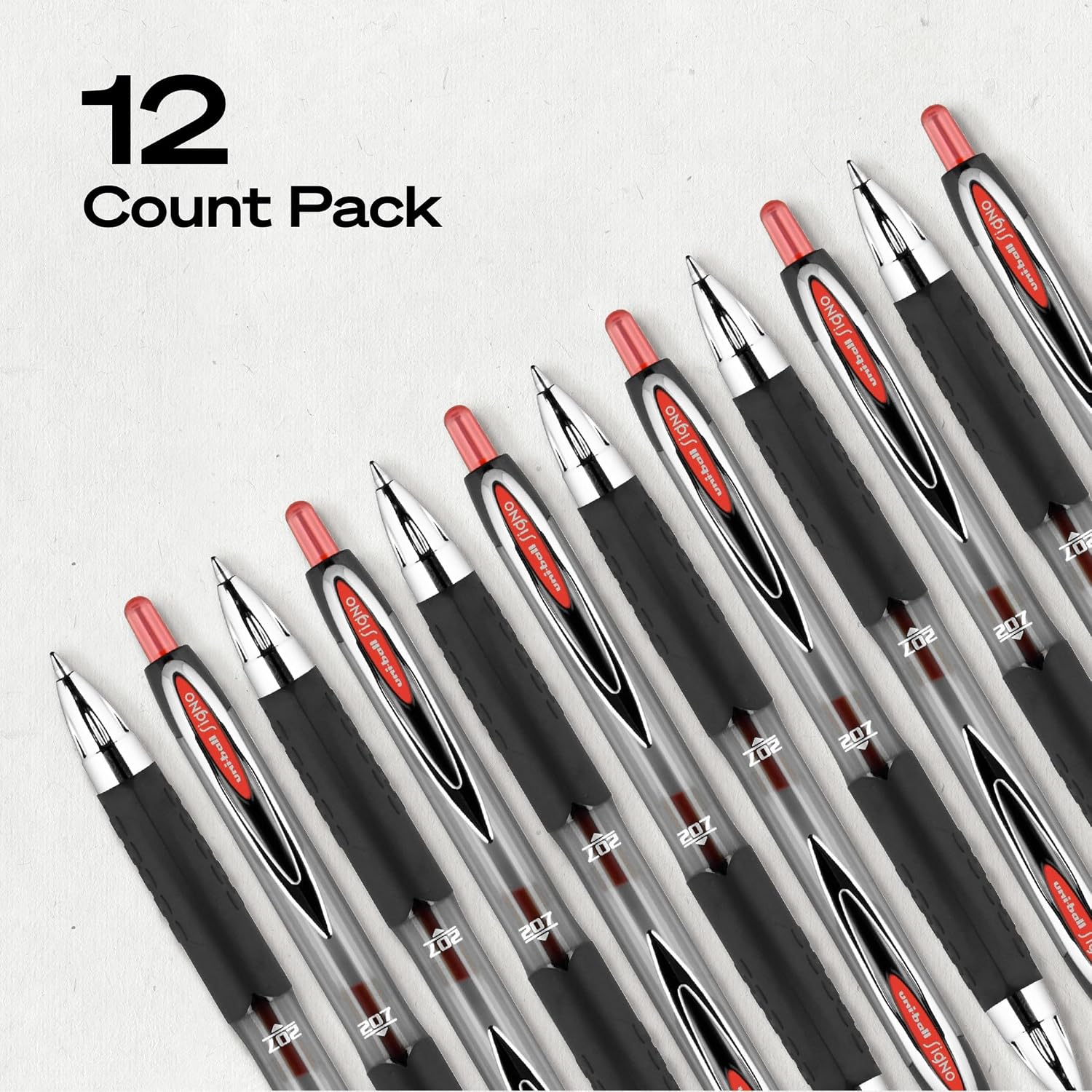 uniball™ 207 Gel Pens, Black Ink, 0.7mm Medium Point, Retractable, 12 Count | Smooth Writing, Fraud-Resistant, uni Super Ink™