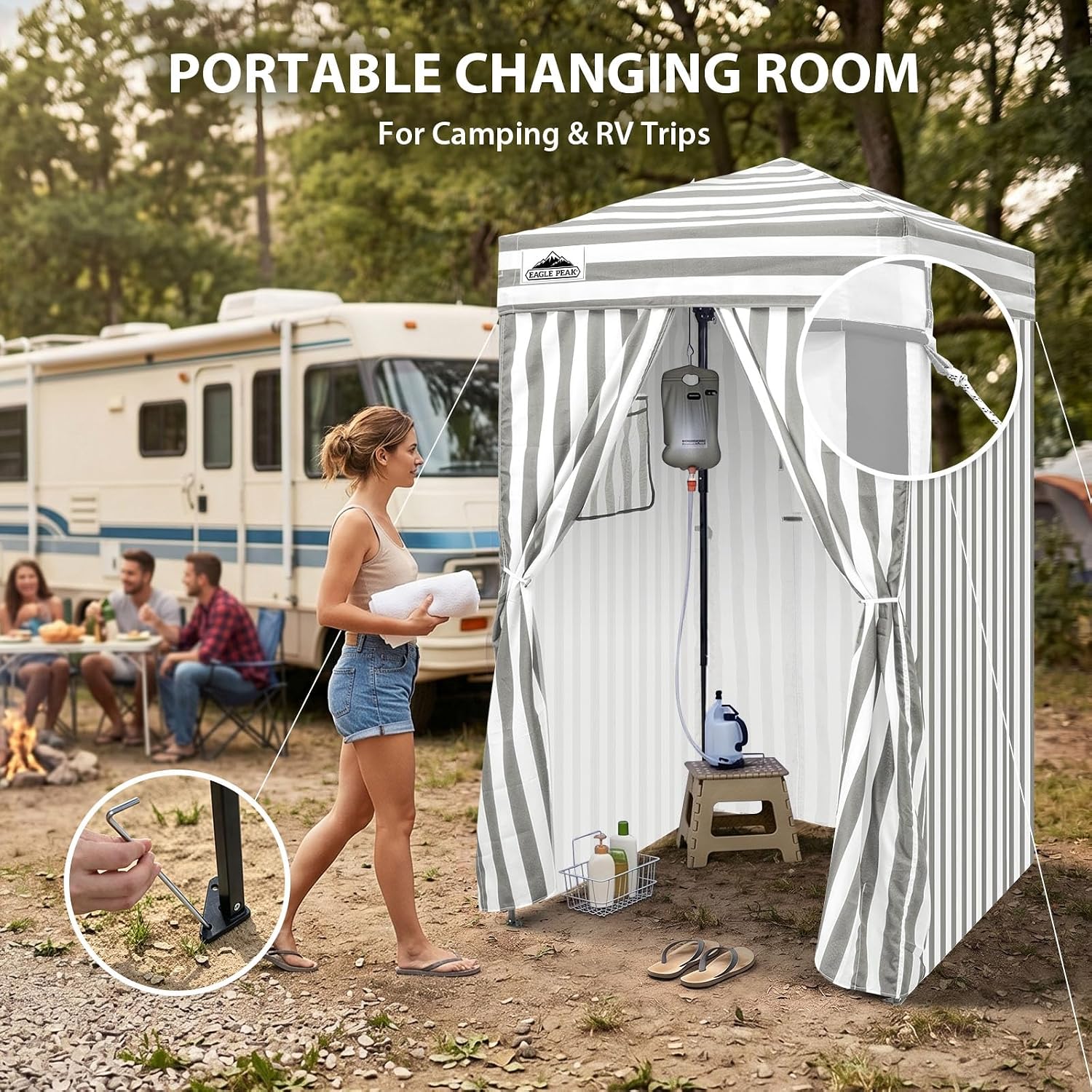 EAGLE PEAK 4x4 Pop Up Changing Tent, Outdoor Changing Room, Gray/White