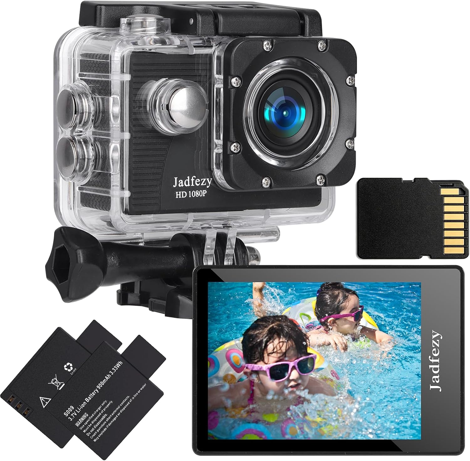 Action Camera FHD 1080P 12MP, 98FT/30M Underwater Waterproof Camera with 2 Batteries
