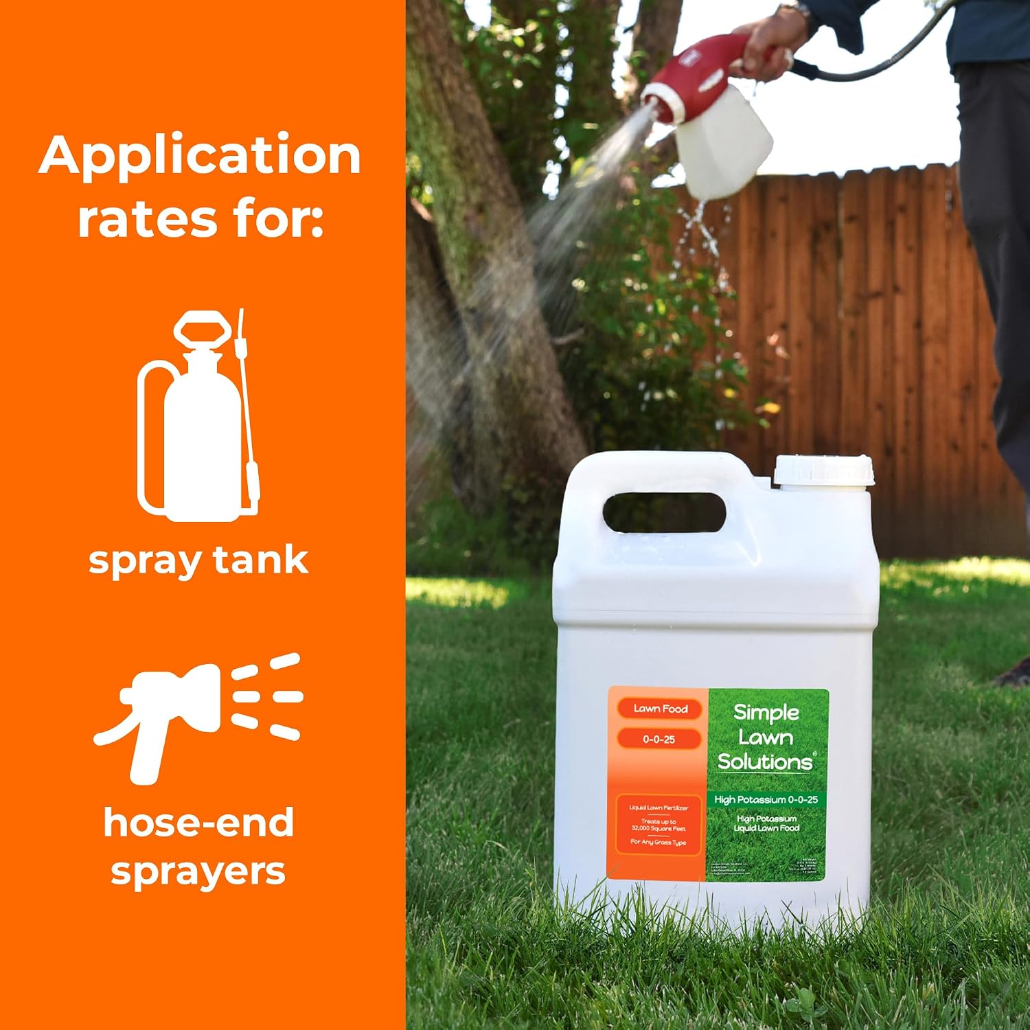 Simple Lawn Solutions - High Potassium Lawn Food Liquid Fertilizer 0-0-25 - Concentrated Spray - Turf Grass Vigor and Plant Hardiness - Summer and Fall - Any Grass Type (32 Ounce)
