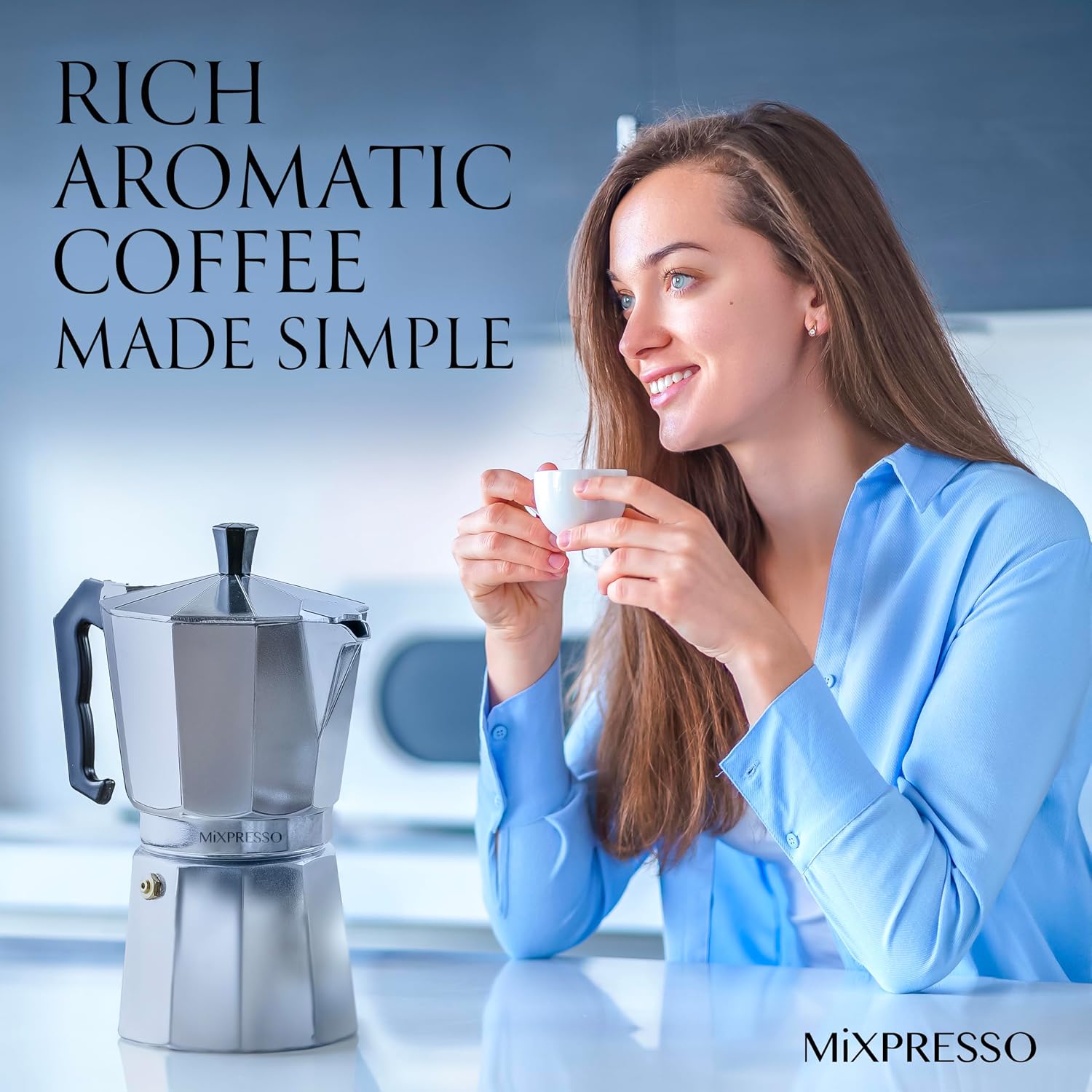 Mixpresso 3 Cup Moka Pot Stovetop Espresso Maker, Italian Cuban Coffee Pot