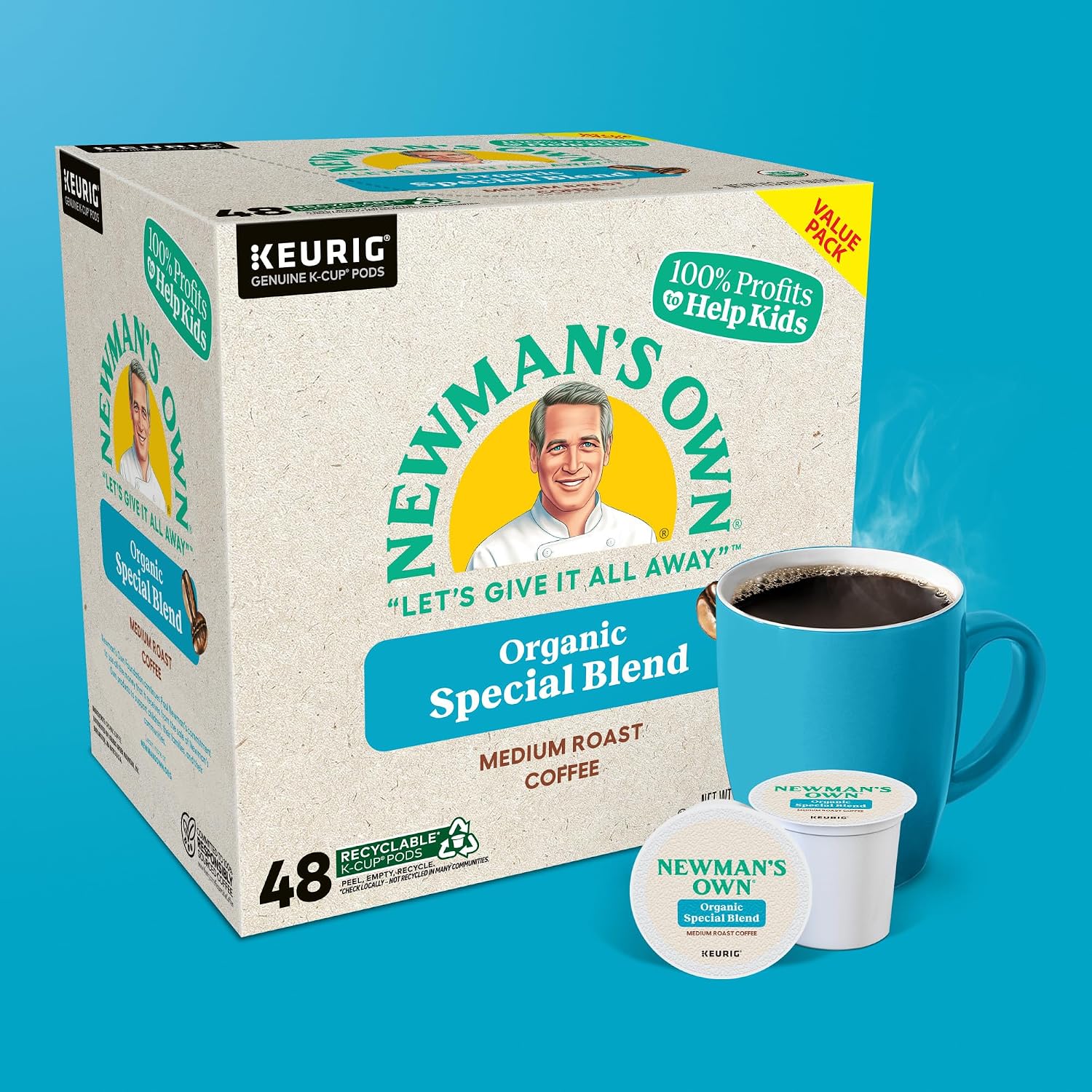 Newman's Own Organics Special Blend Keurig Single-Serve K-Cup Pods, Medium Roast Coffee, 96 Count