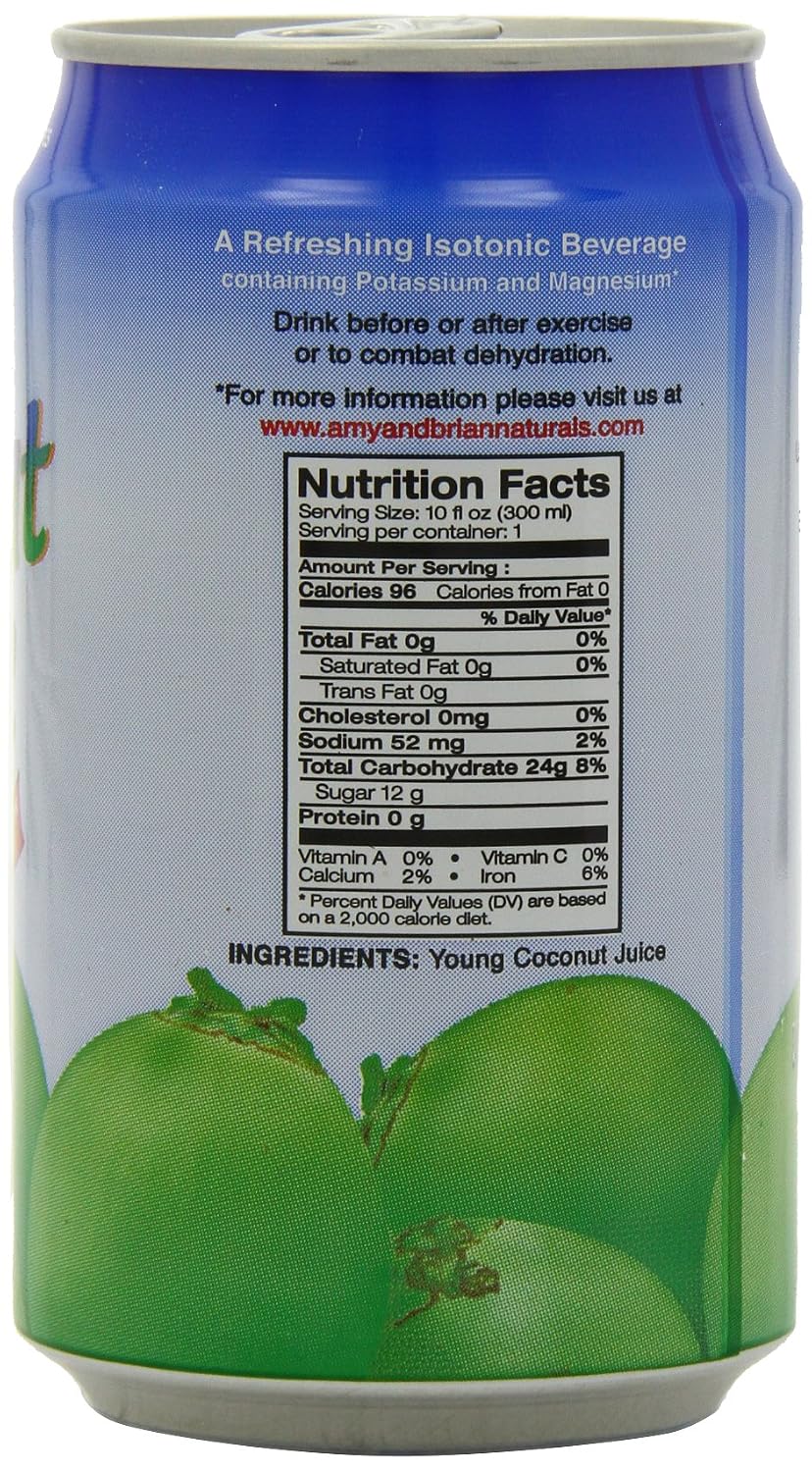 Amy & Brian Non-GMO Coconut Water, Original, 17.5 Fl Oz (Pack of 12)