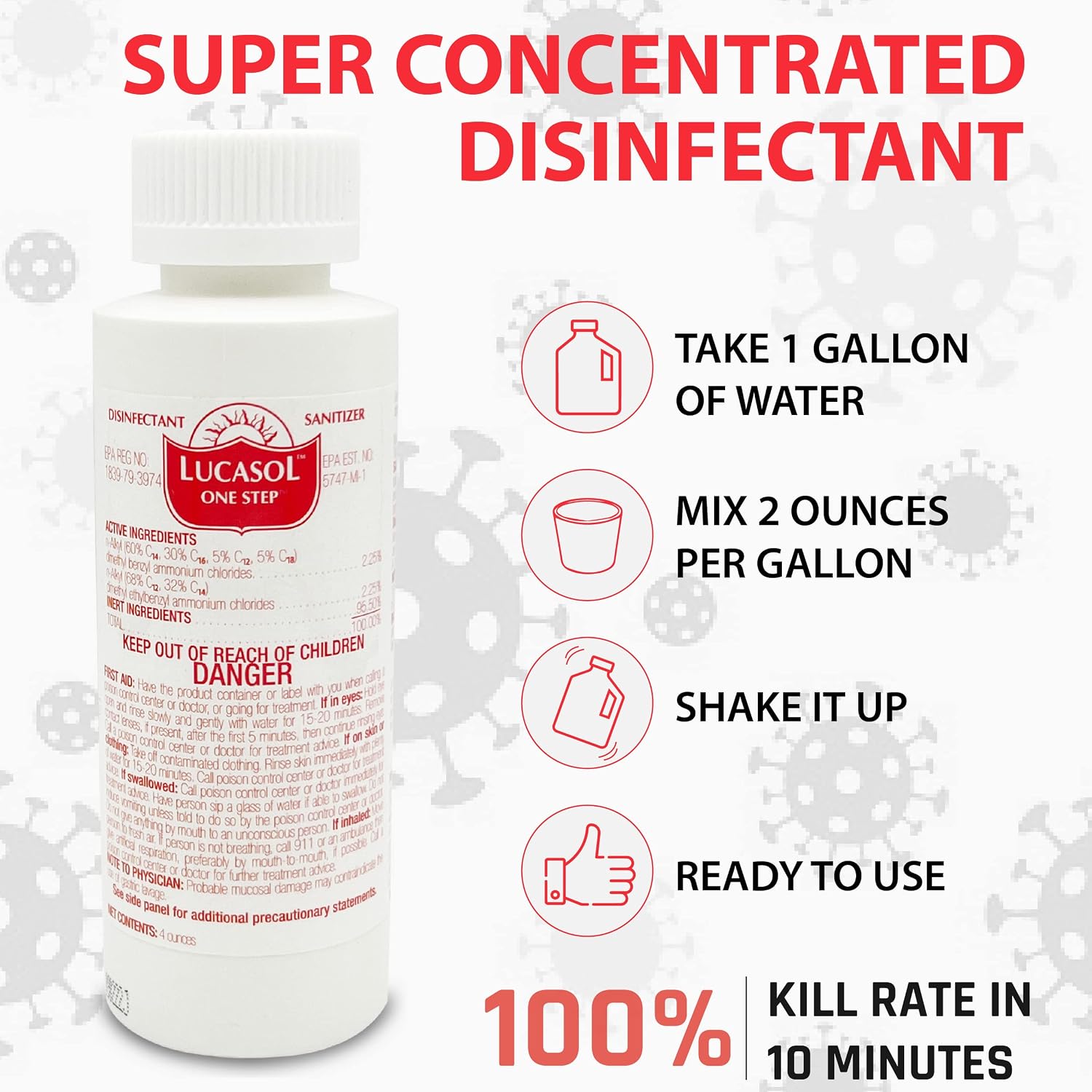 Lucasol One Step Hospital Grade Disinfectant Concentrate Surface Cleaner