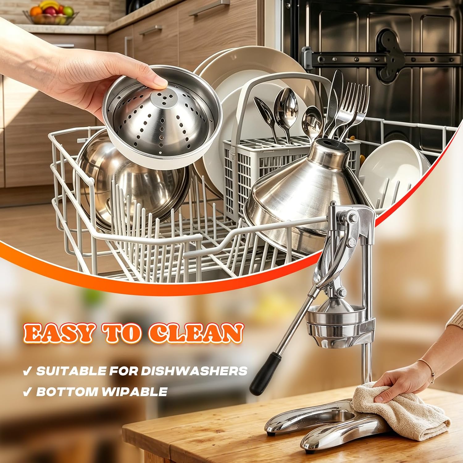 Moogiantgo Commercial Manual Juicer, Heavy Duty Hand Press Juice Extractor