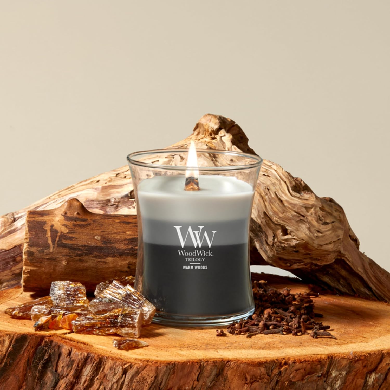 WoodWick Café Sweets Trilogy Holiday Candle Gifts for Women and Men, 9.7 oz Medium Hourglass Trilogy Candle with Crackling Wick
