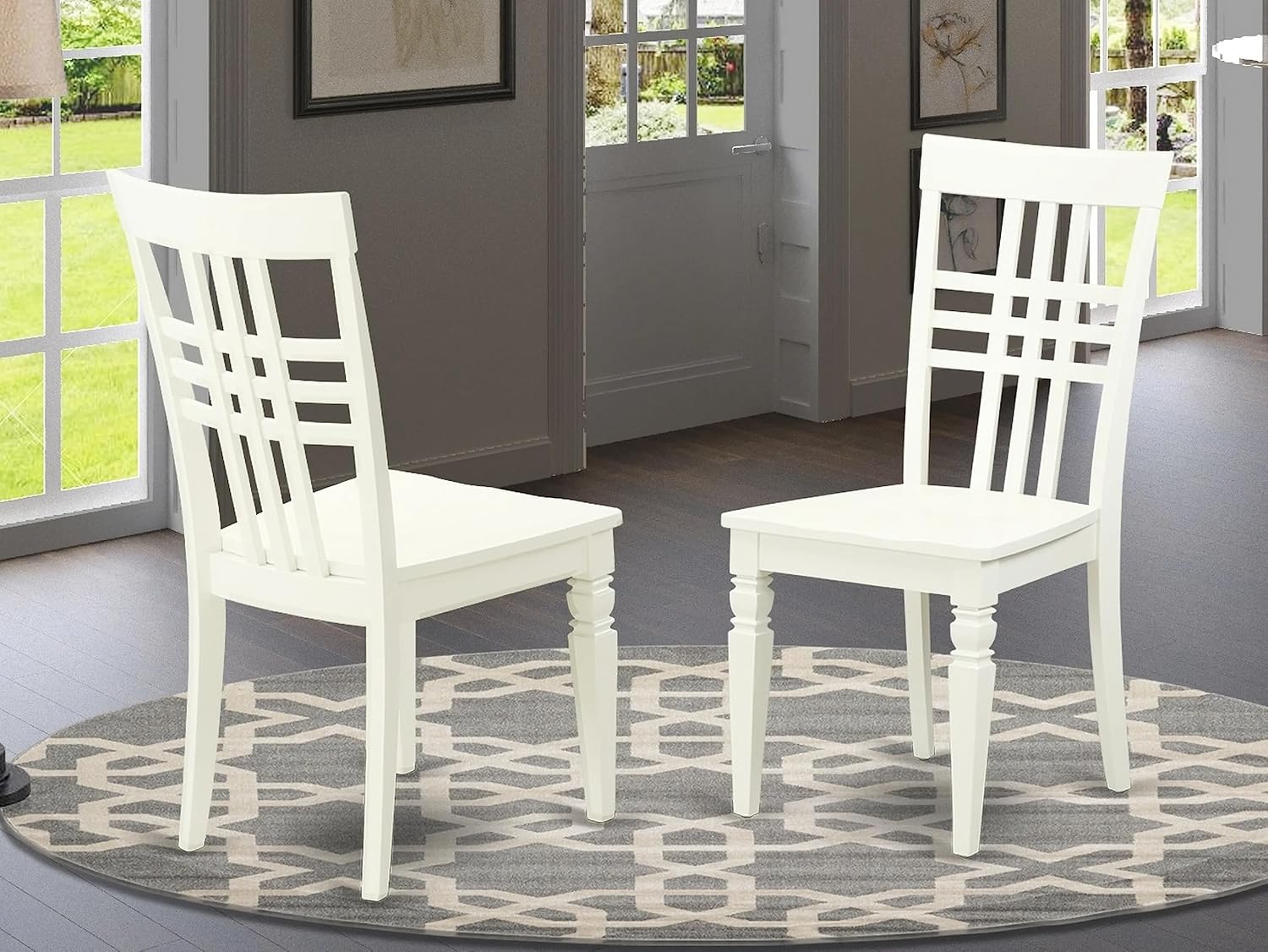 East West Furniture LGC-BCH-W Logan Dining Room Chairs - Stylish Back Solid Wood Seat Chairs, Set of 2, Black & Cherry