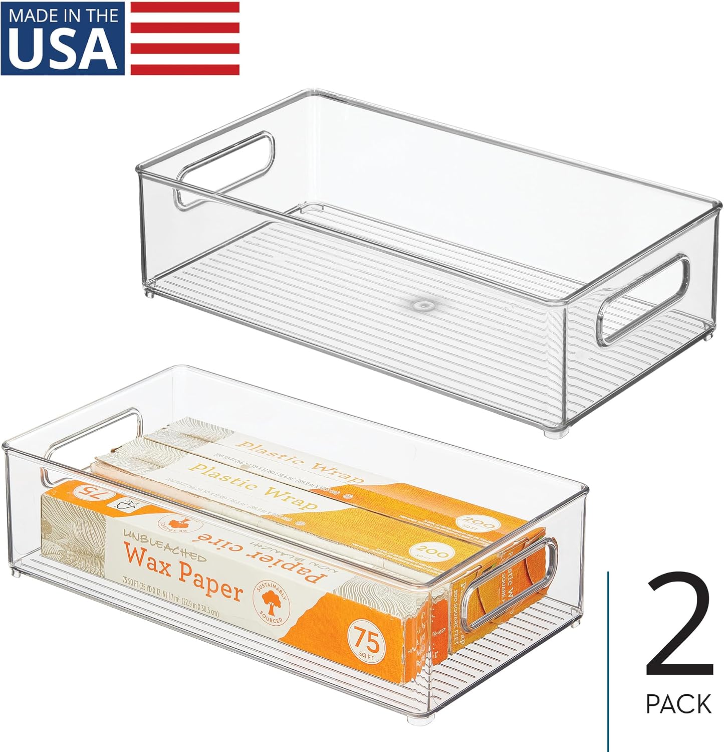 iDesign Stackable Fridge Bin | Storage Bin for Freezer or Pantry Organization, Clear, Made in USA
