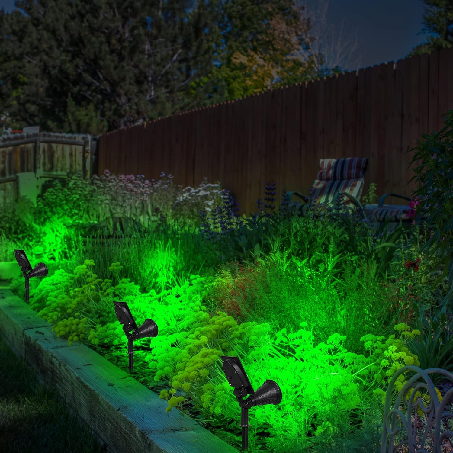 T-SUN Color Changing Solar Spot Lights Outdoor Waterproof, 7 LEDs, 2 Pack | 7 Color Changing Modes, IP65 Waterproof Dusk to Dawn Solar Uplights for Tree, Patio, Yard, Garden, Driveway, Pool Area