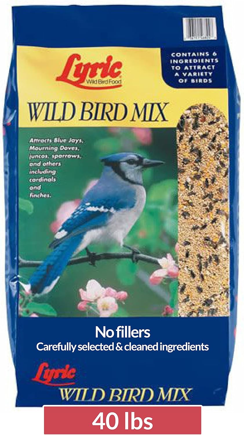 Lyric Wild Bird Mix - Includes Corn, Nuts, and Wild Bird Seed for Outside Feeders, Attracts Doves, Jays and Many More, 40 lb Bag | Includes corn
