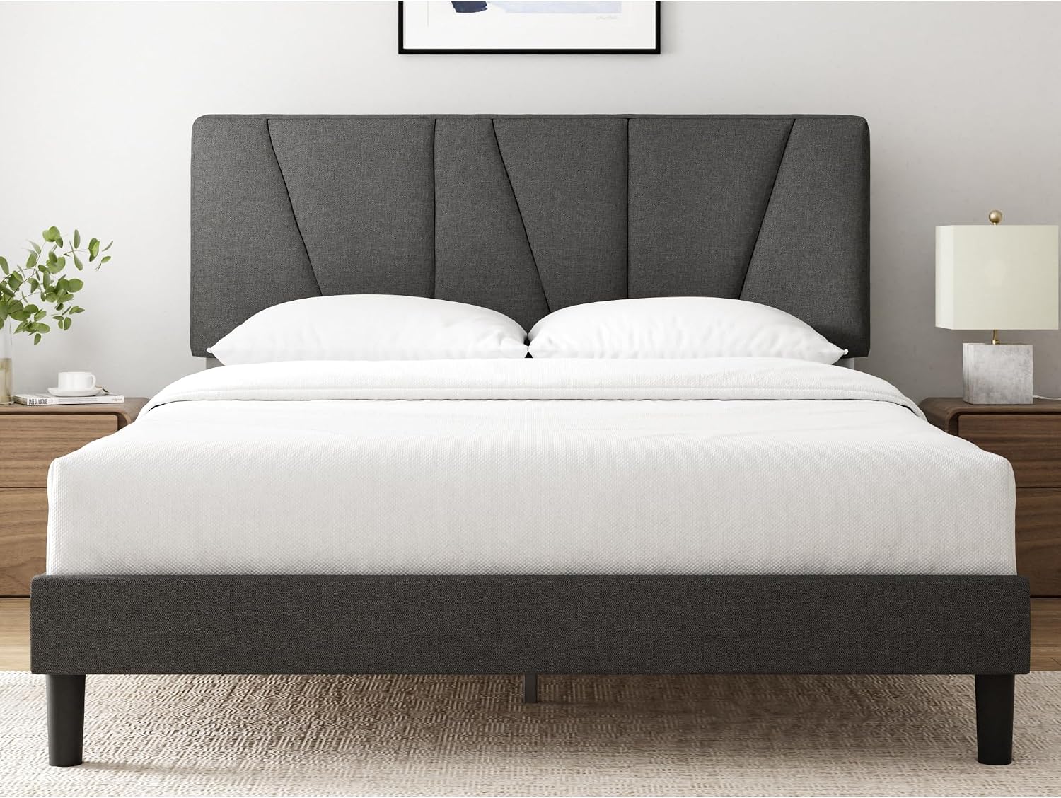 Zinus Maya Platform Bed Frame, Four Underbed Storage Drawers, Full | Secure Locking Drawers, Modern Upholstered Look, Minimalist Design, Straightforward Assembly, No Box Spring Needed