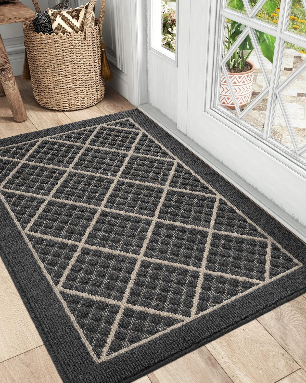 DEXI Front Door Mat Indoor Entryway 24x36 Inside Entrance Doormat Green