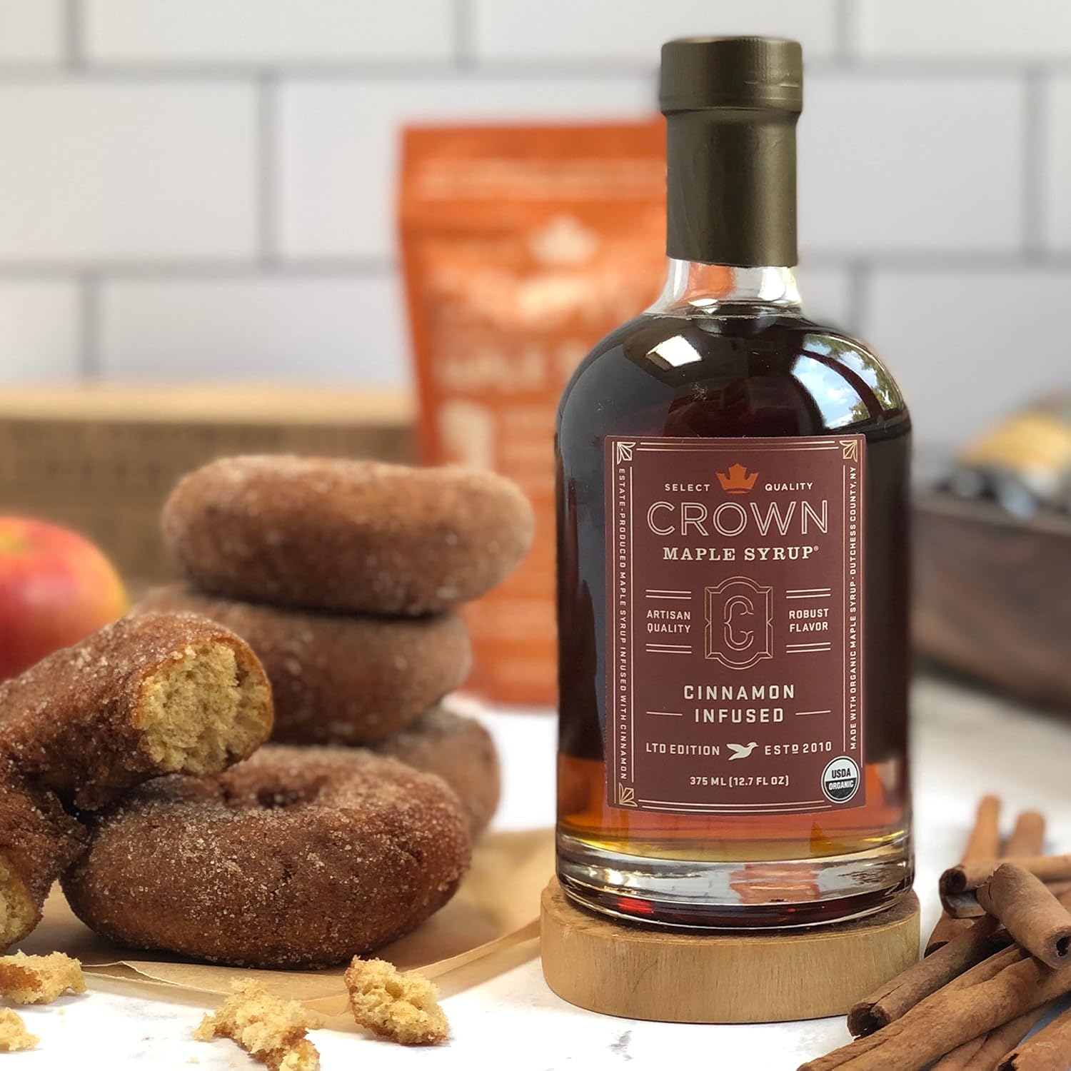 Crown Maple Organic Madagascar Vanilla Maple Syrup, Real Vanilla Bean, Pancakes, Baking, Cocktails & Brunch, 12.7 Fl Oz