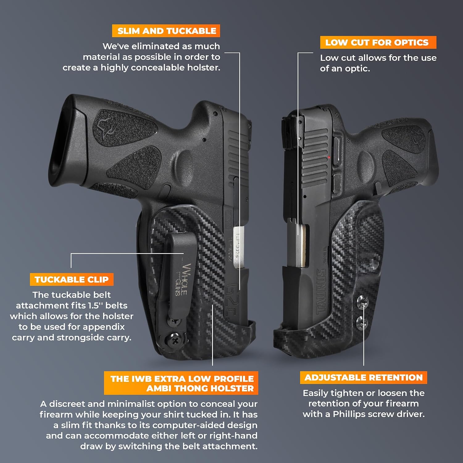 IWB Extra Low Profile Thong - Inside The Waistband Holster - fits Taurus G3C/G2C