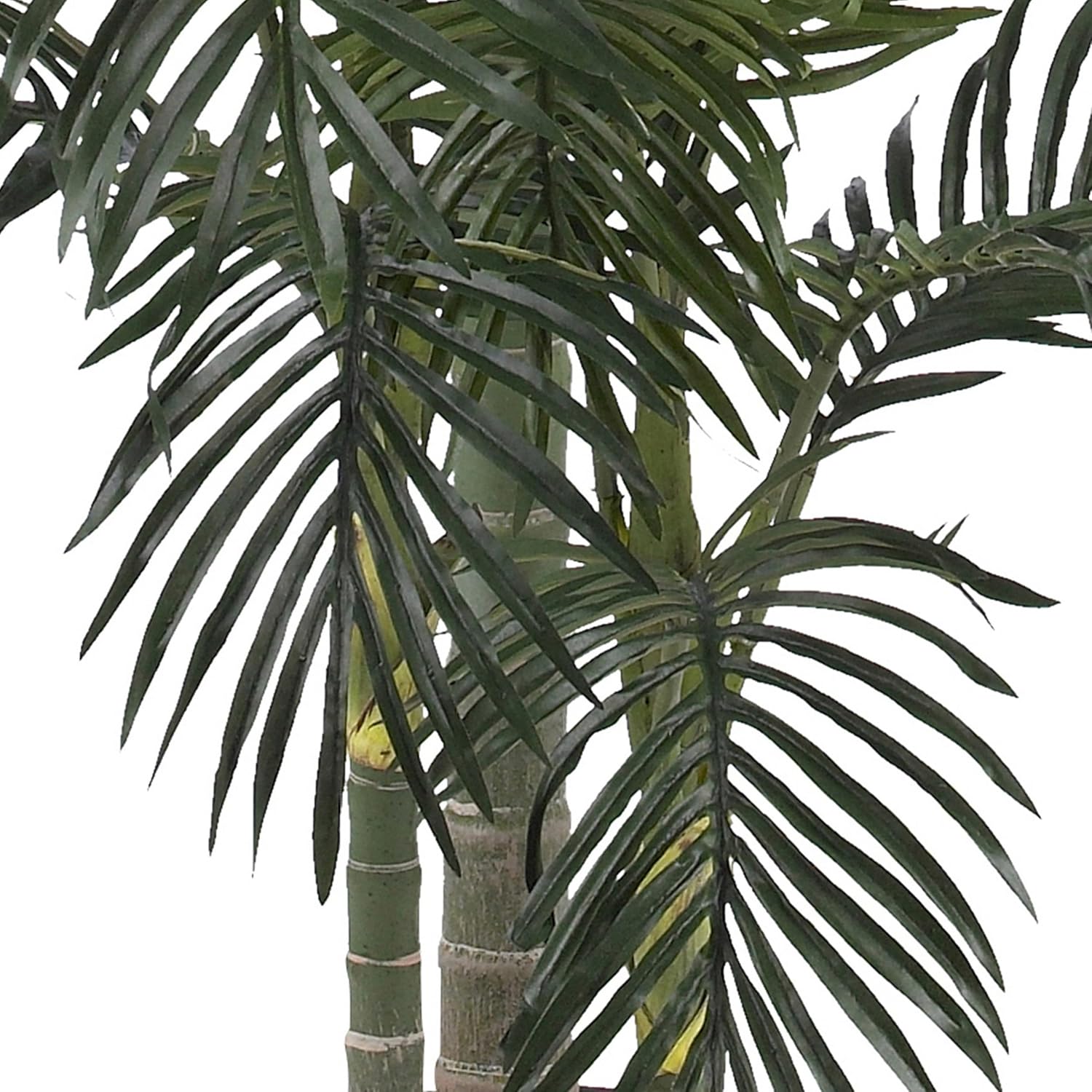 Nearly Natural 6.5 ft Artificial Golden Cane Palm Tree with Nursery Pot | Lifelike Silk Indoor Palm, Three Textured Trunks, Flexible Fronds, Low-Maintenance